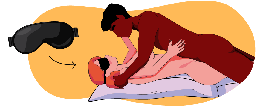 Illustration av missionärsställningen med ögonbindel