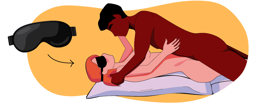 Illustration av missionärsställningen med ögonbindel
