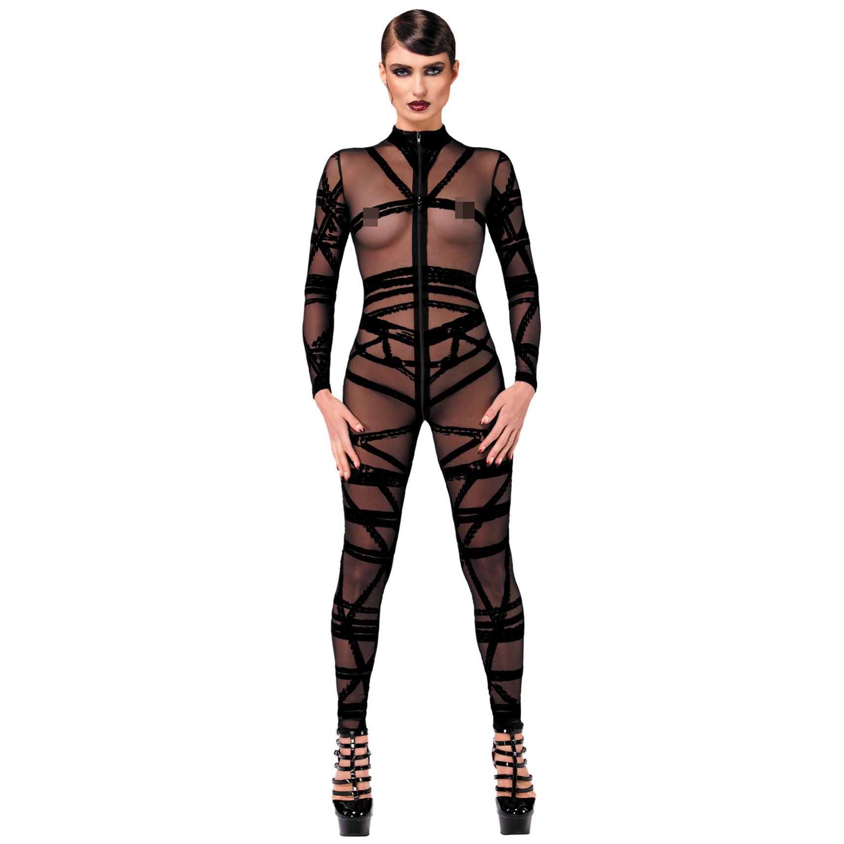 Noir Handmade F357 Catsuit med Lynlås 1