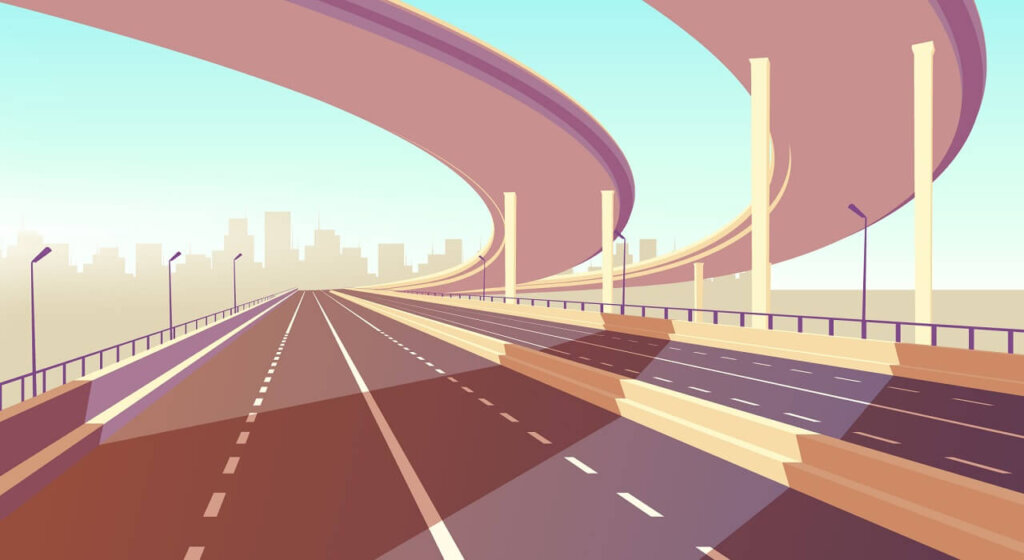 Illustrasjon av en motorvei