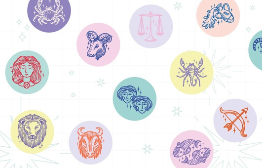 Illustration of the different zodiac signs in small images