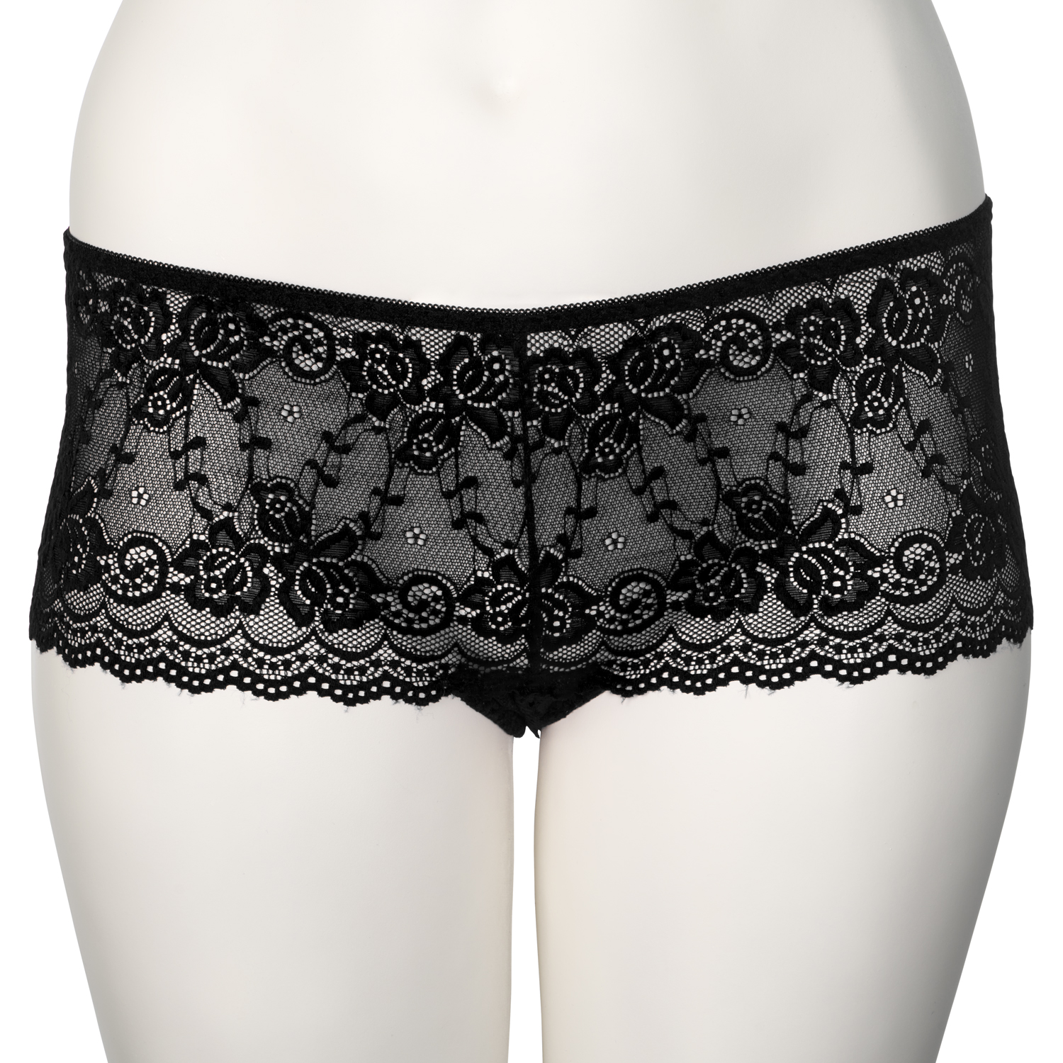 NORTIE Gunilla Shorty Noir en Dentelle Entrejambe Ouvert Grande Taille - Black - 2XL
