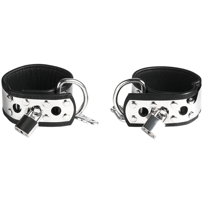 Rimba Ankle Cuffs in Leather and Metal with Padlock var 1