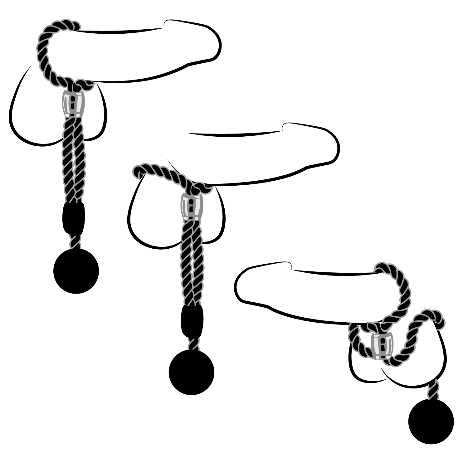 Rebel Sangle de Pénis en Corde Lourde avec Poids var 2