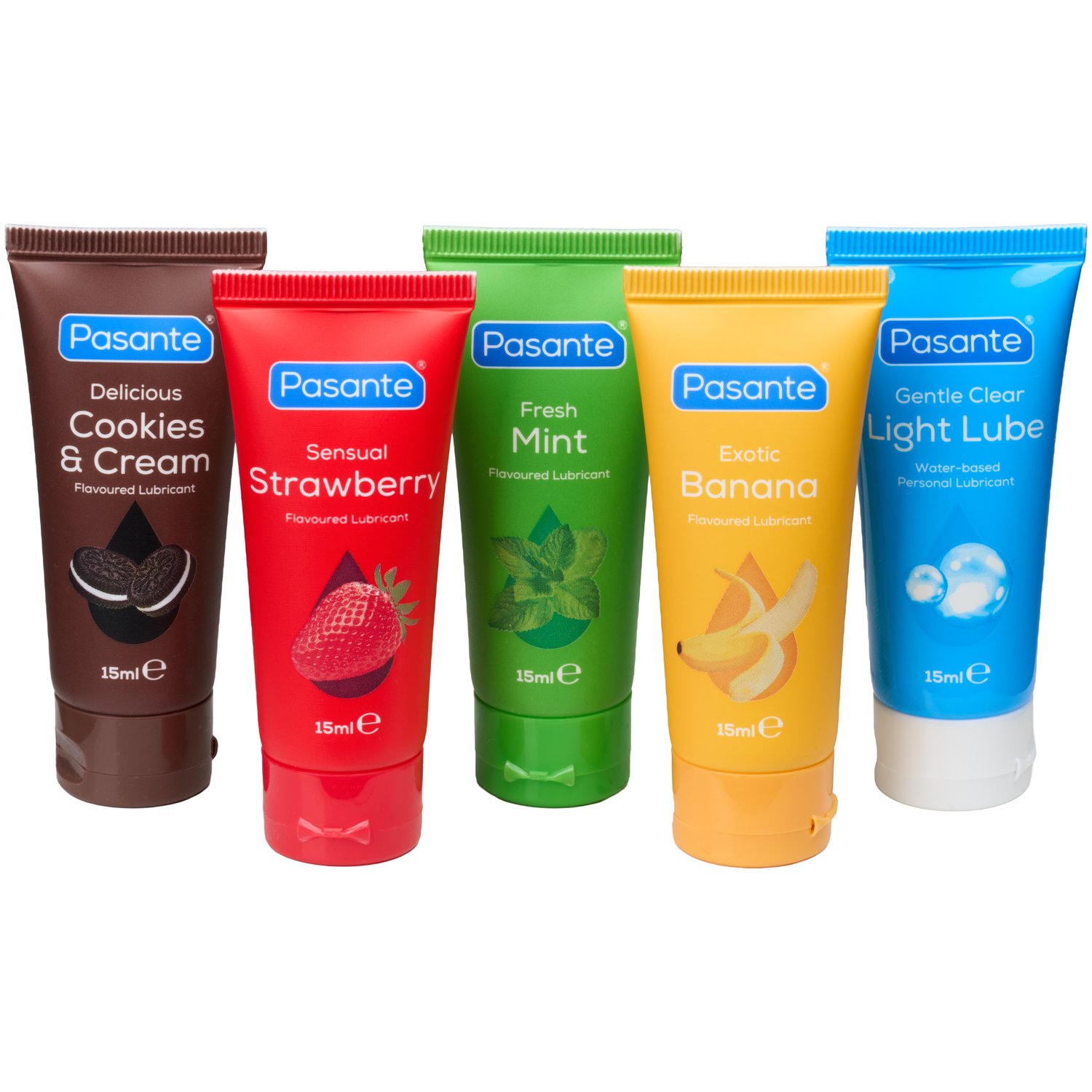 Pasante Lubes Selection Vandbaseret Glidecreme 5 x 15 ml - Klar