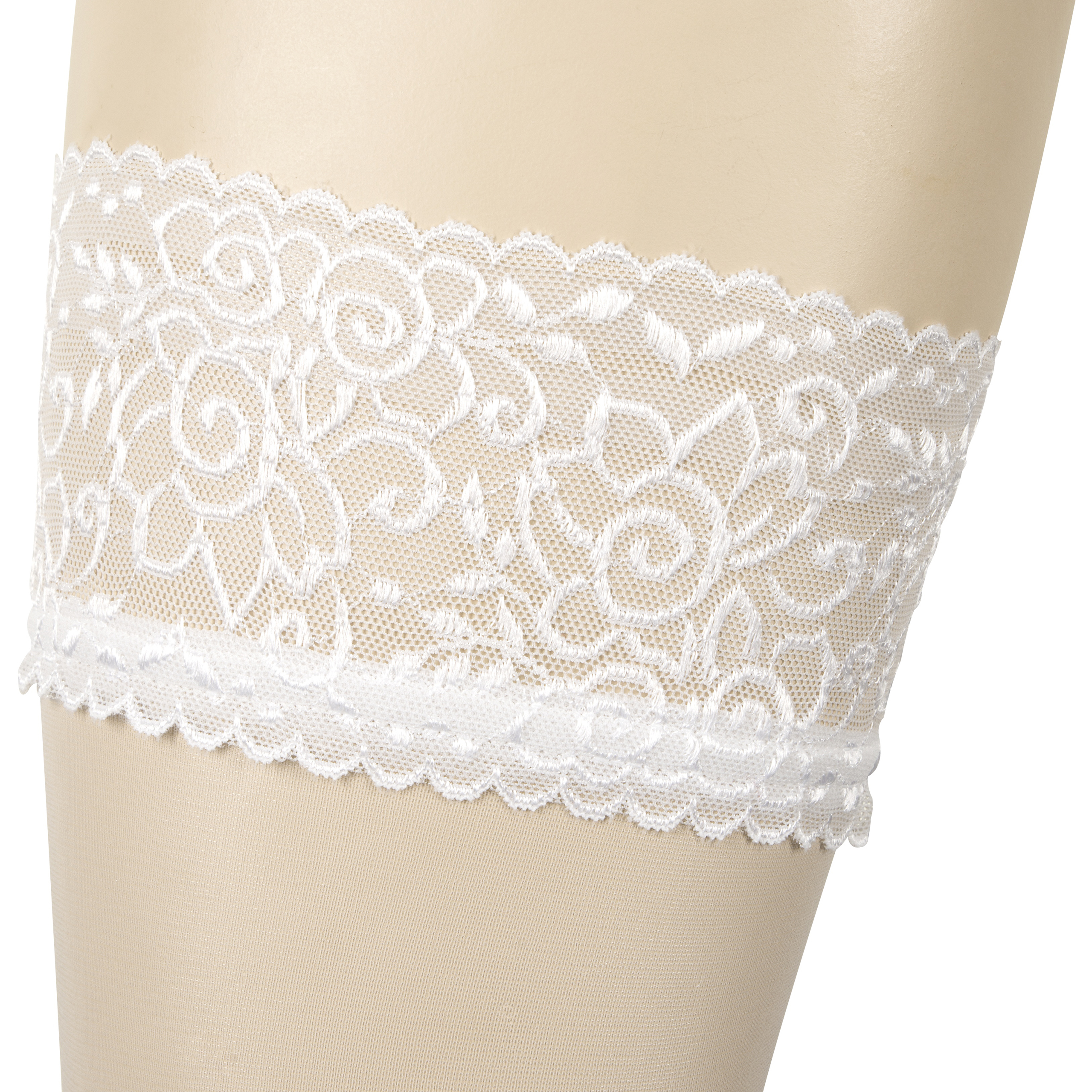 Cottelli Hold-Up Stockings with Lace Trim White 2