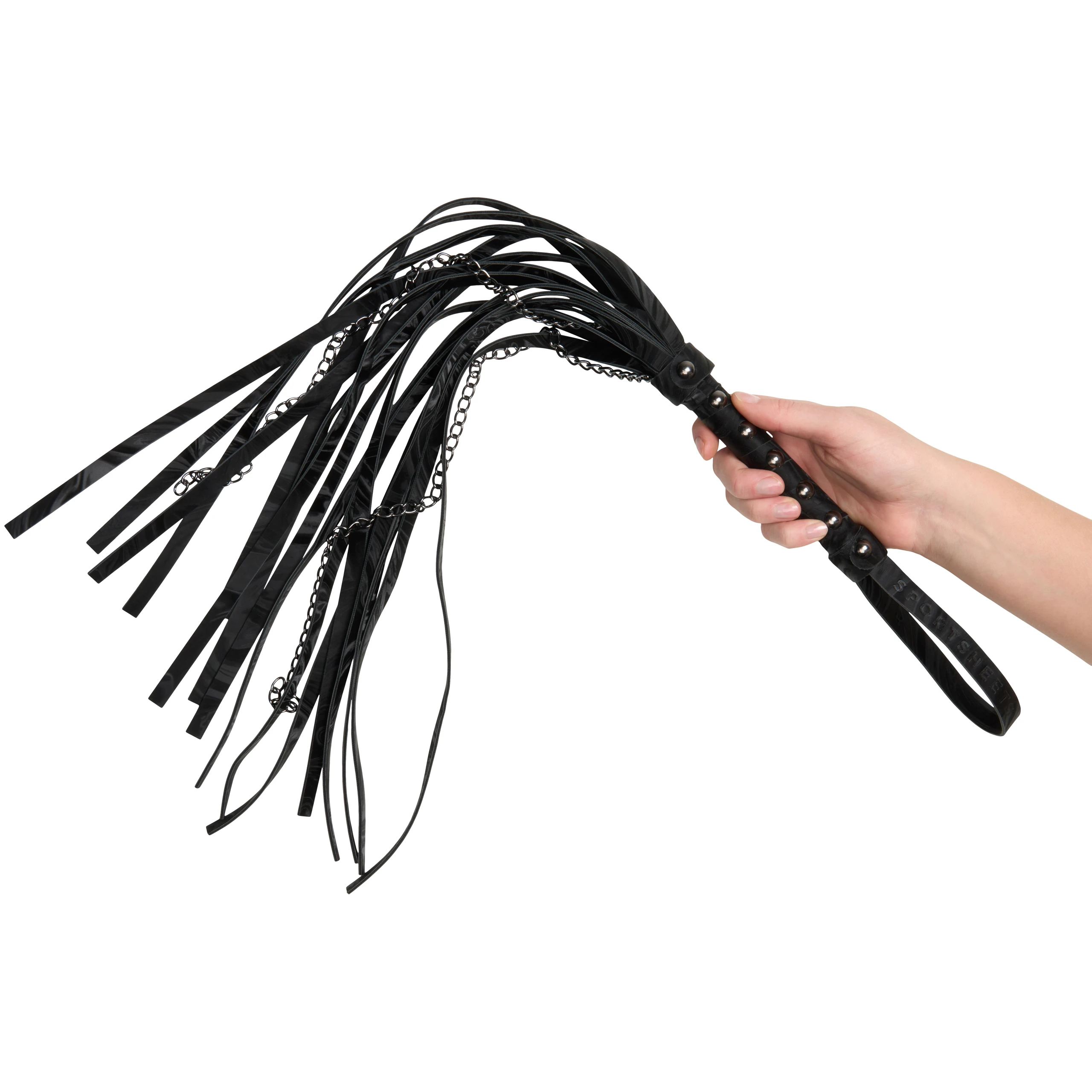 Sportsheets Velvet Noir Flogger met Ketting var 2