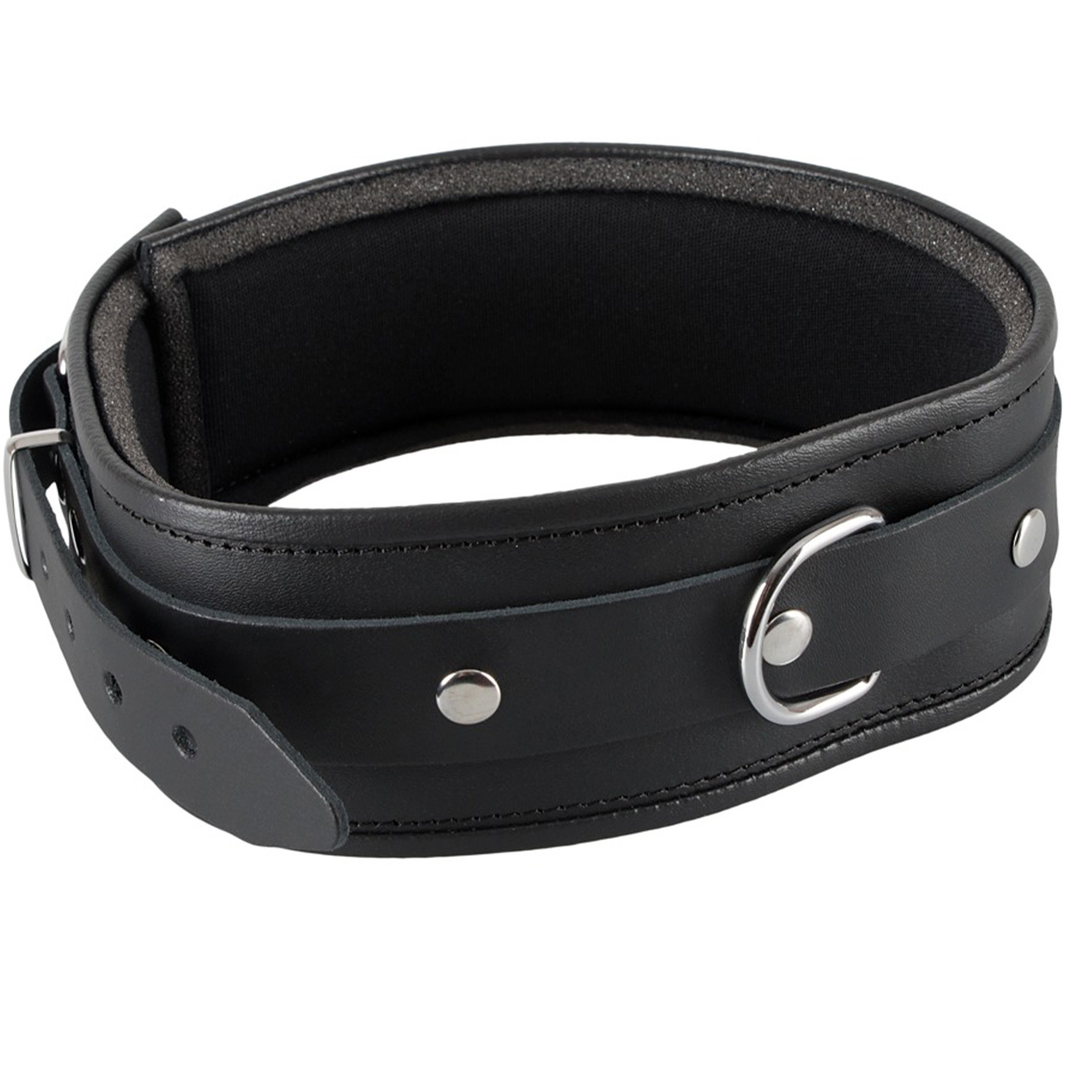 Zado Læder Halsbånd med D-Ring - Black - L/XL