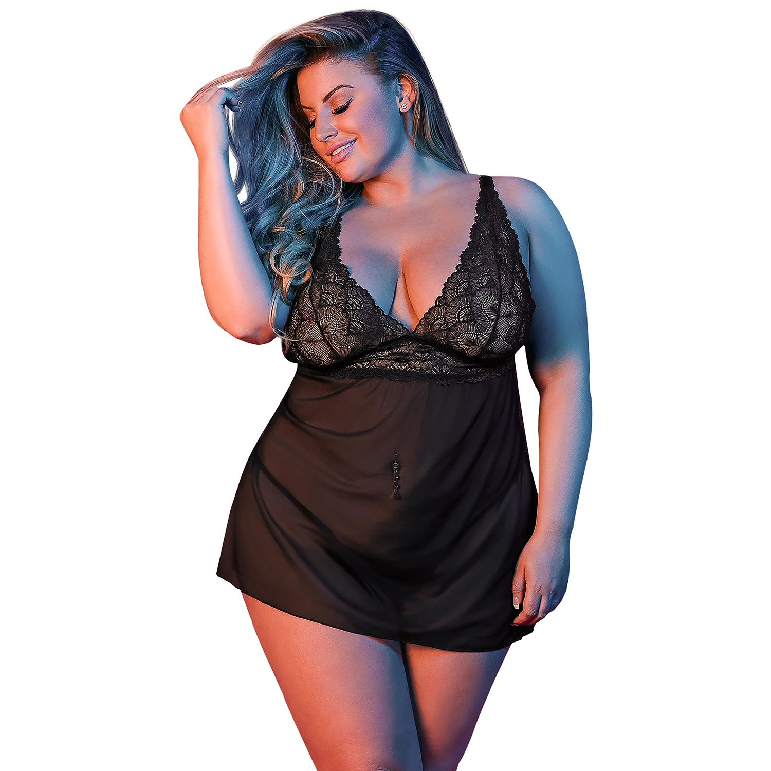 Magic Silk Fly Away Babydoll Sæt Plus Size var 1
