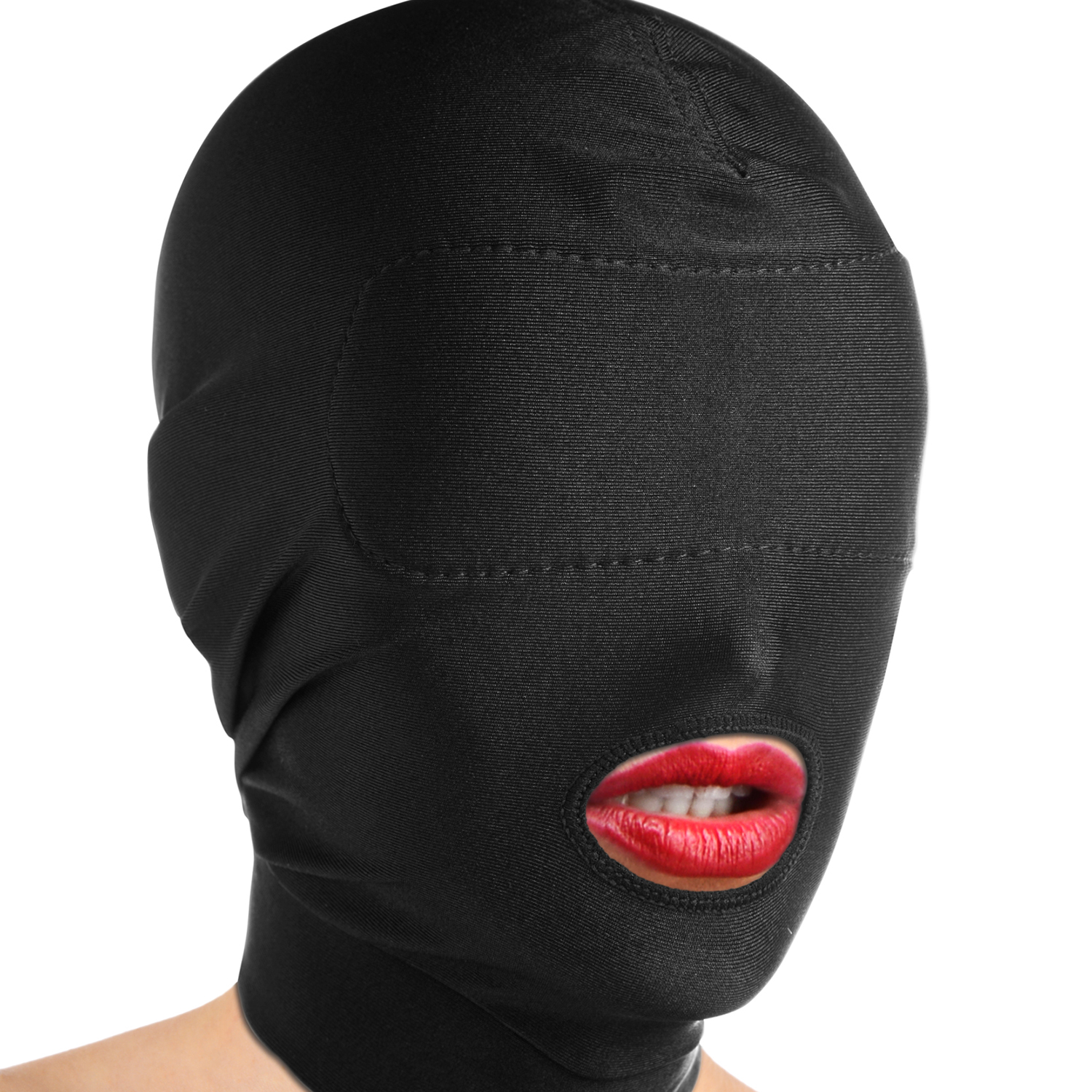 Master Series Disguise Open Mouth Maske med Blindfold - Sort - One Size thumbnail