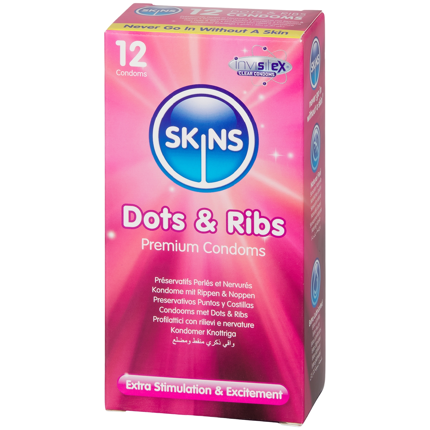 Skins Dots & Ribs Kondomer 12 stk - Klar