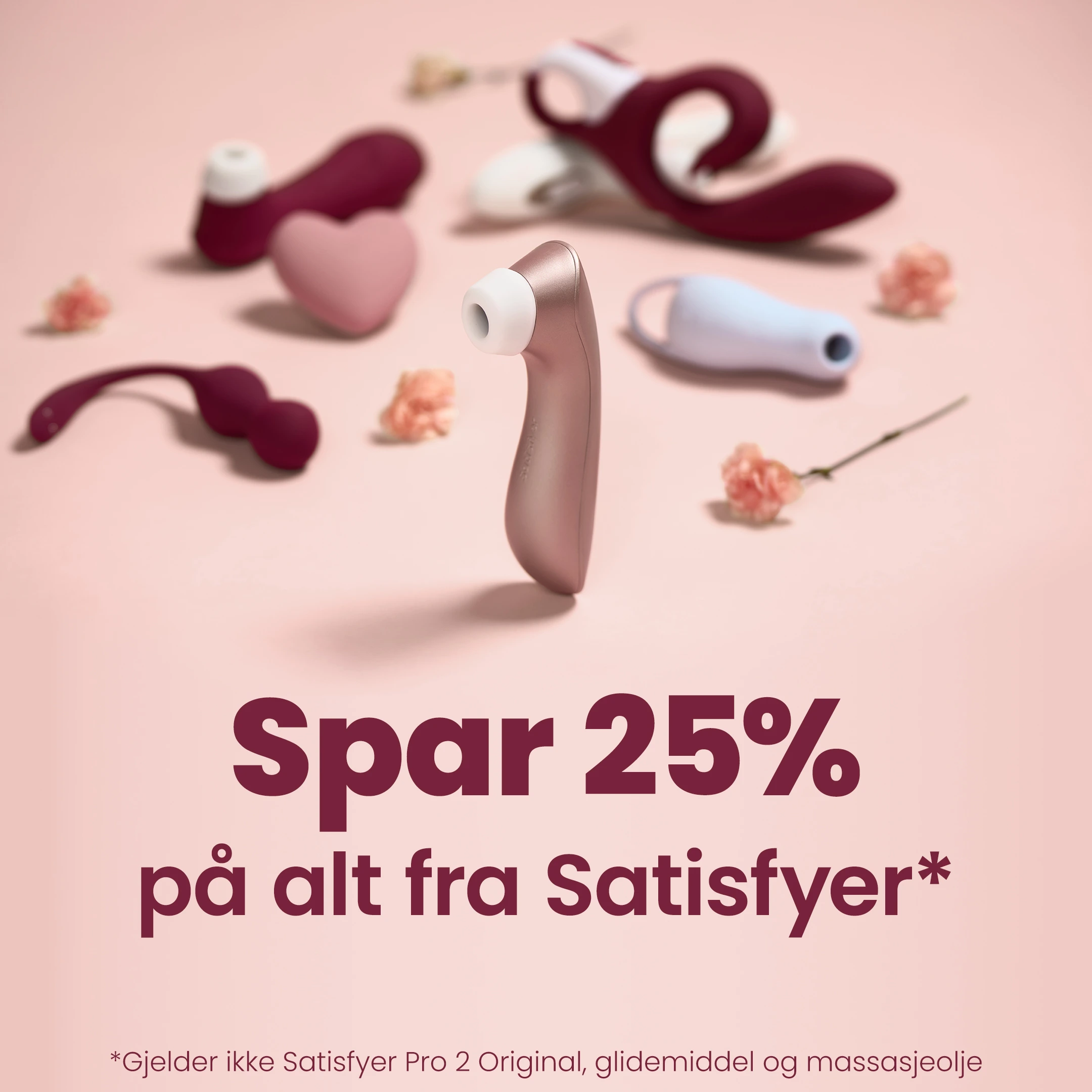 Spar 25 % på alt fra Satisfyer* *Gjelder ikke Satisfyer Pro 2 Original, glidemiddel og massasjeolje mobile
