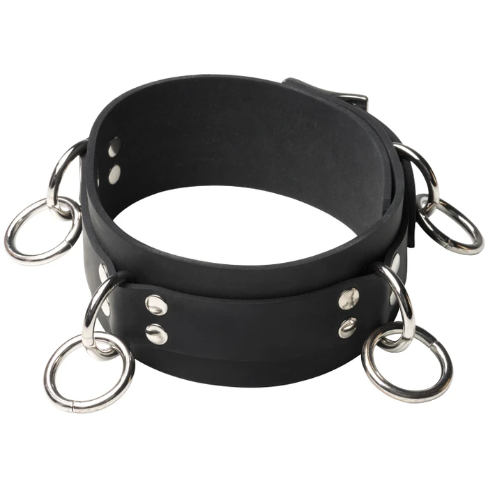 Late X Latex Halsband met Dubbele Ringen var 1