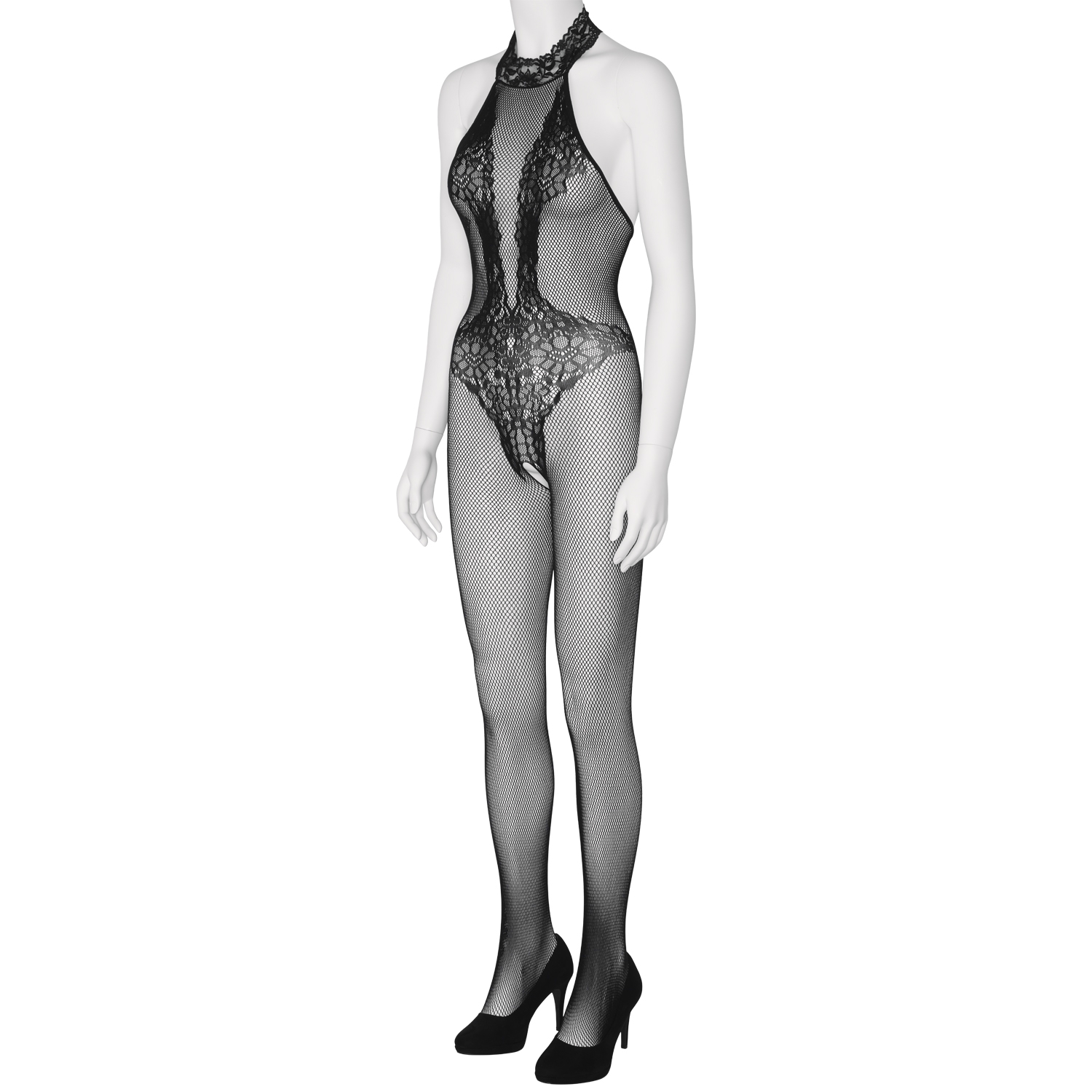 Sheer Fantasy Back To Black Lace Bodystocking med Udsmykning 1