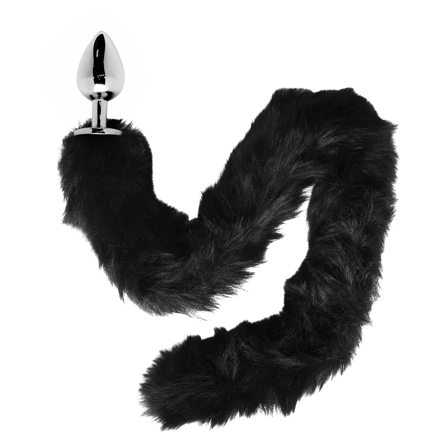 Furry Fantasy Black Panther Tail Butt Plug - Silver