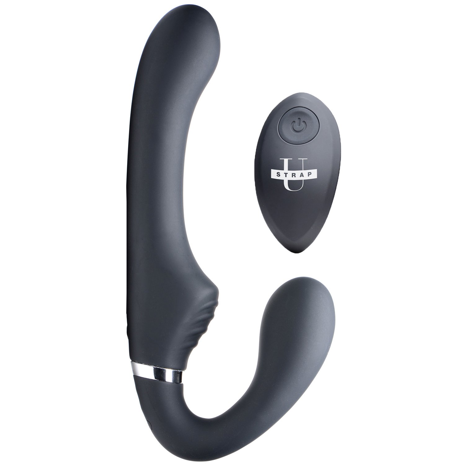 Strap U Mighty Rider Vibrerende Strap-on - Sort