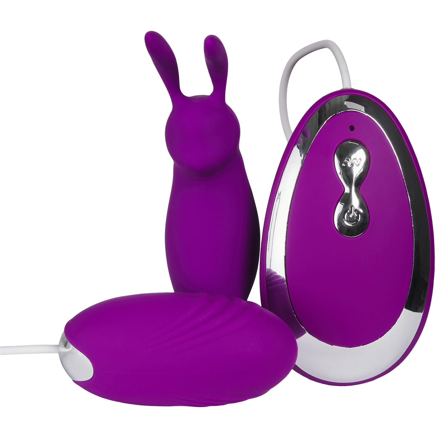 baseks Bunny Tickler og Vibrator Æg med Fjernbetjening - Purple