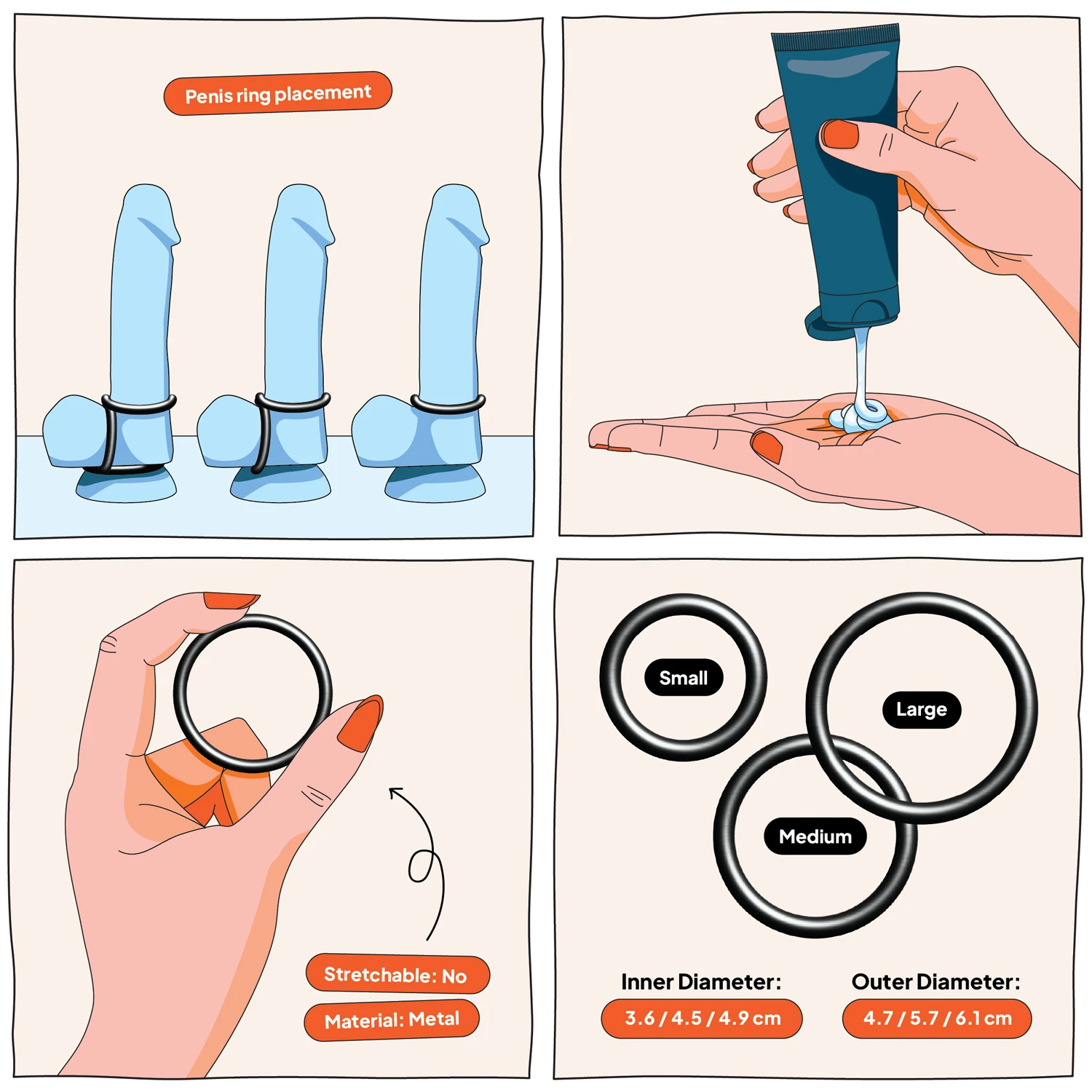 Obaie Metallpenisringar 3 st 2