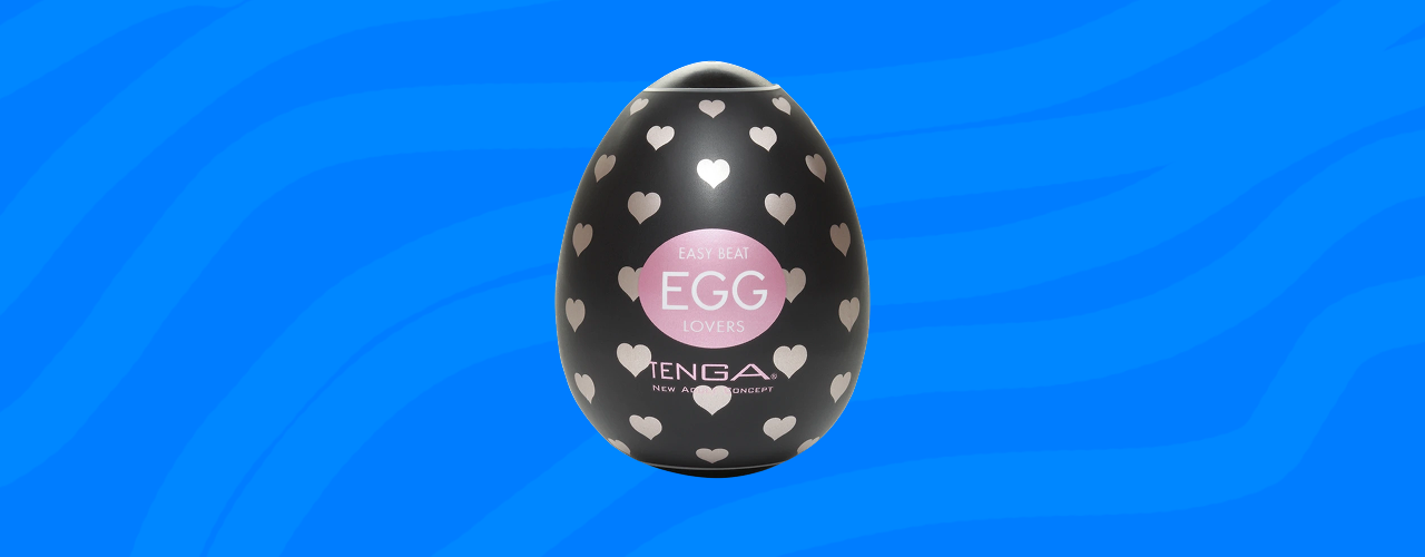 picture of tenga egg on blue background