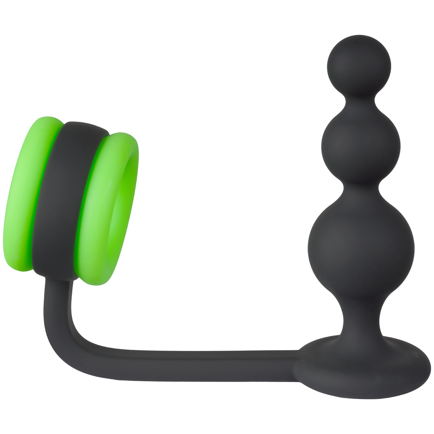 Ouch! Glow in the Dark Beaded Analplugg med Penisring 1