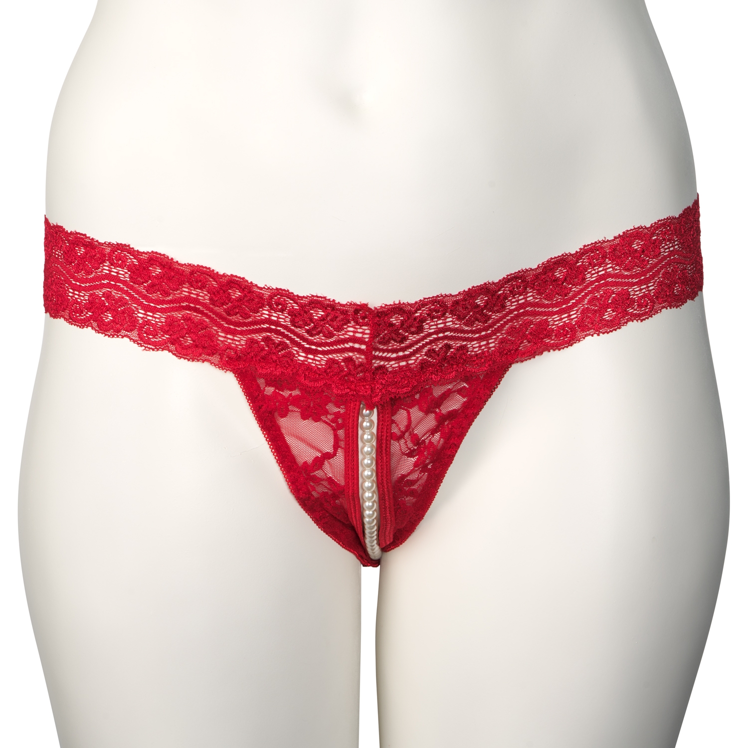 NORTIE Malin String Ouvert Rouge avec Perles Orgasmiques Grande Taille - Red - 2XL