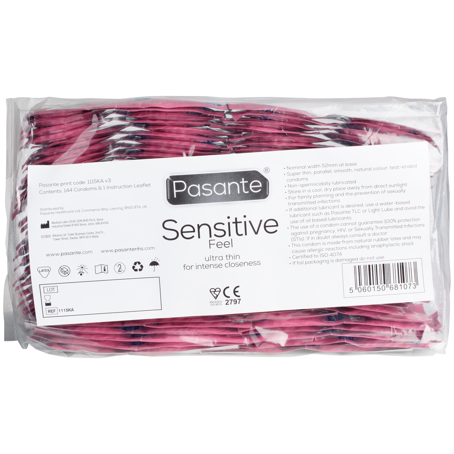 Pasante Sensitive Feel Ultra Thin Kondomer 144 stk - Clear