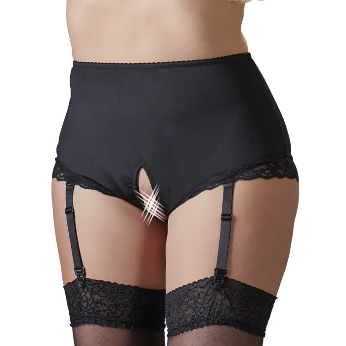 Cottelli Crotchless Panty with Tights Plus Size Black var 1