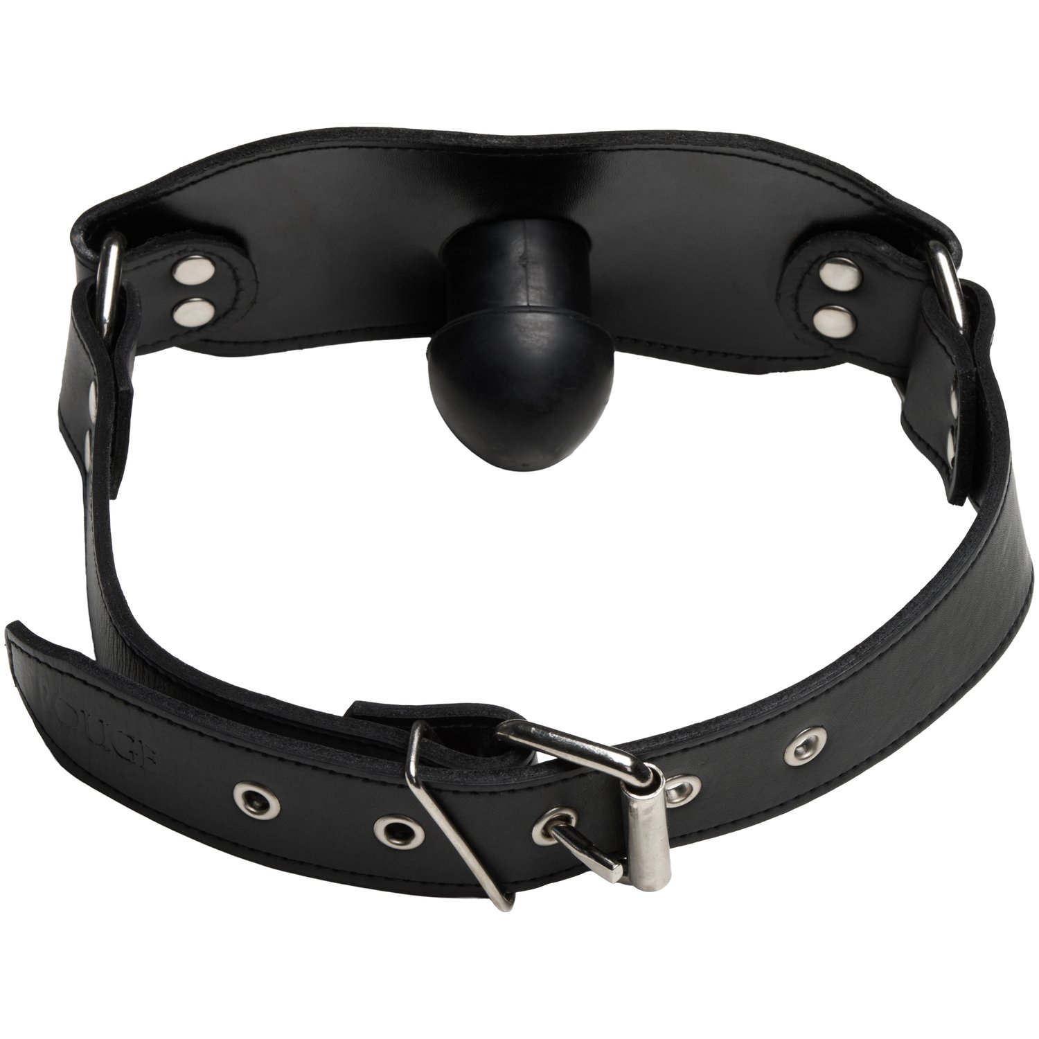 Rouge Læder Strap-On Gag med Dildo - Sort