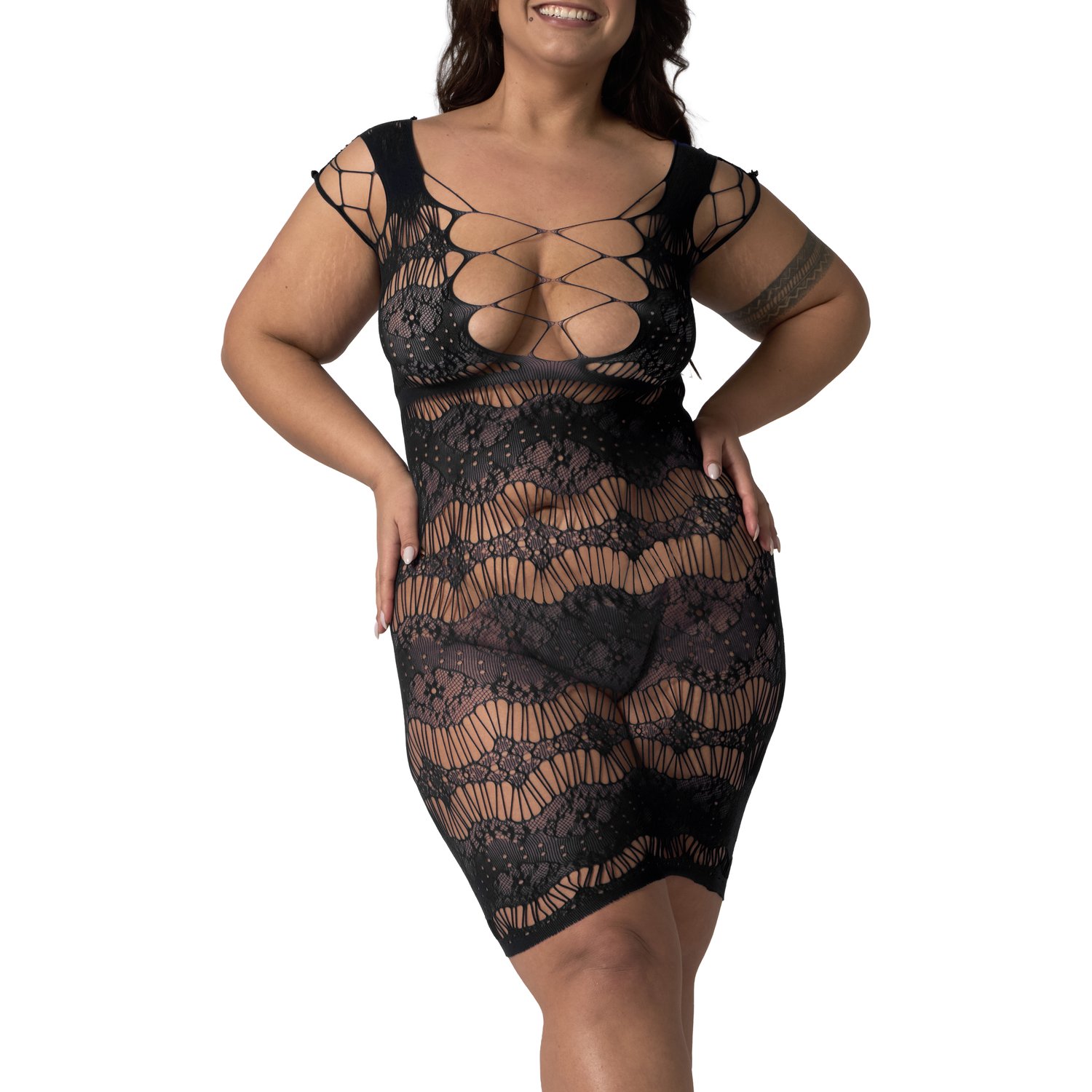 NORTIE Lilya Mini Sort Kjole - Sort - Plus size