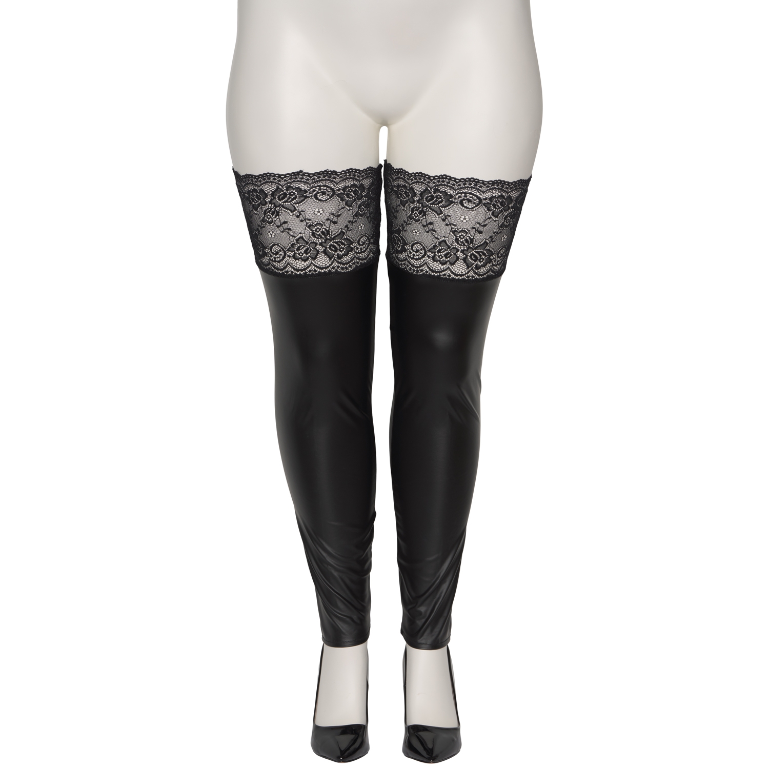 NORTIE Fetish Wetlook Selvsiddende Strømper Plus Size 1