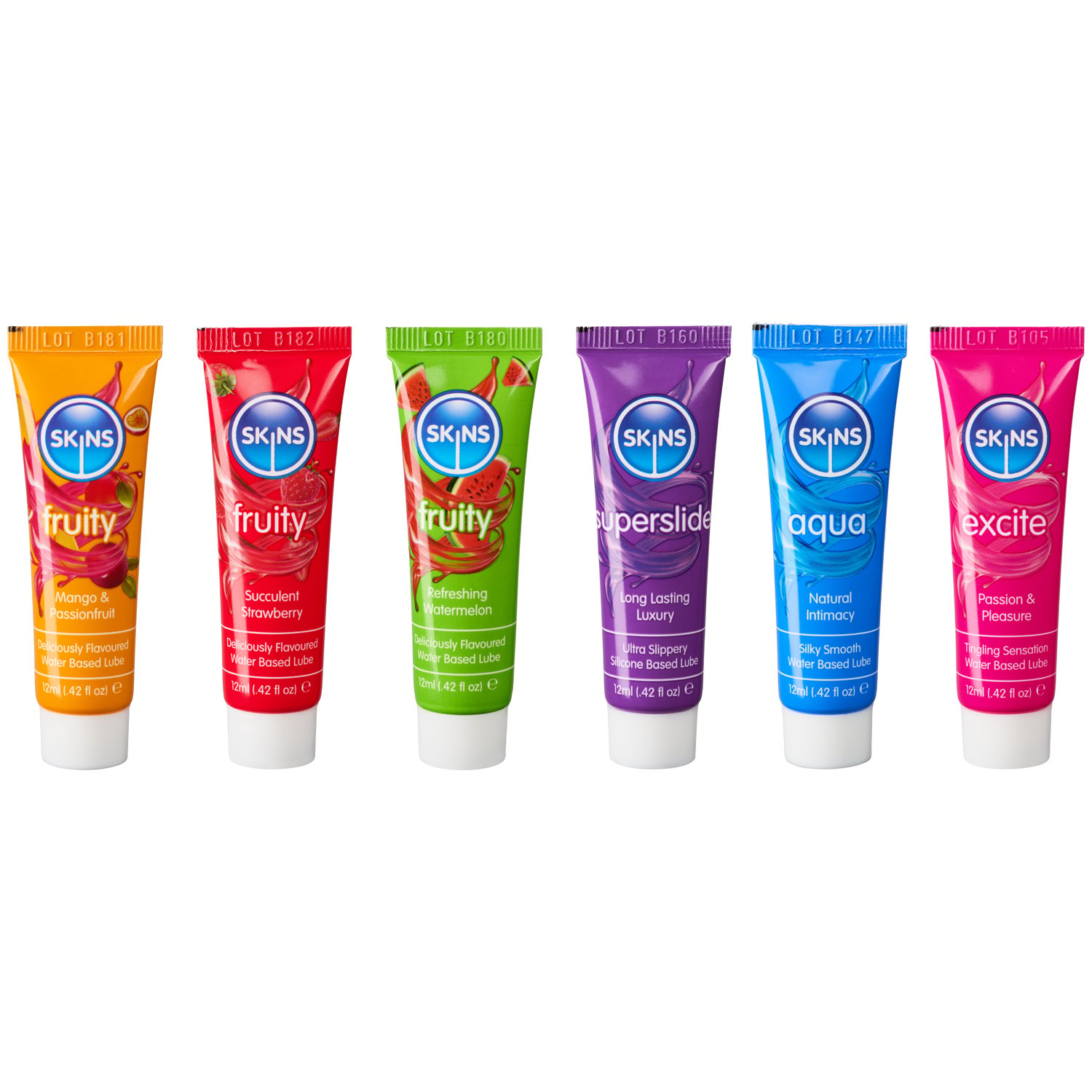 Skins Vital Lubes & Fruity Tubes 6 st x 12 ml   - Klar