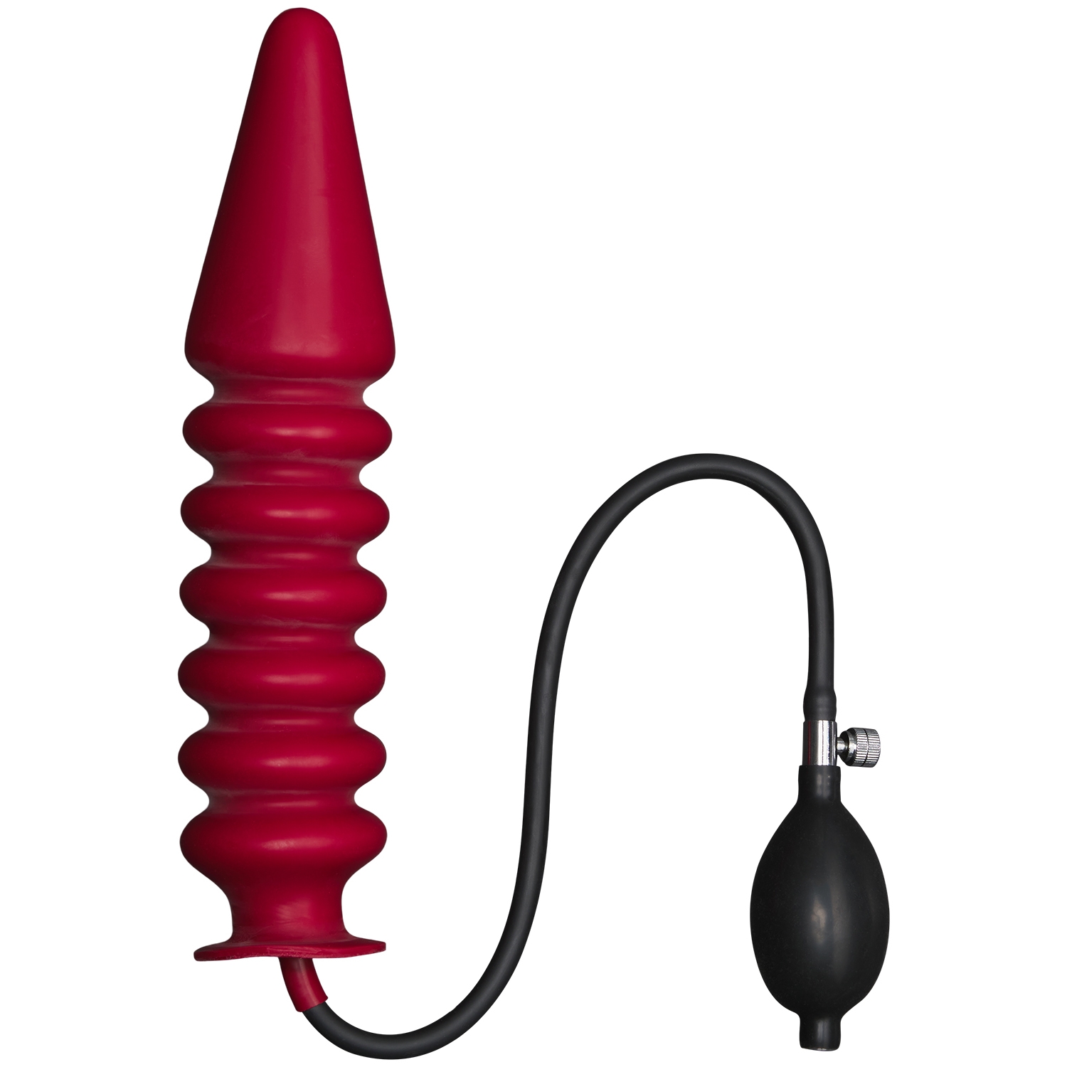 Mister B Inflatable Solid Ribbed Dildo - Red L - Red