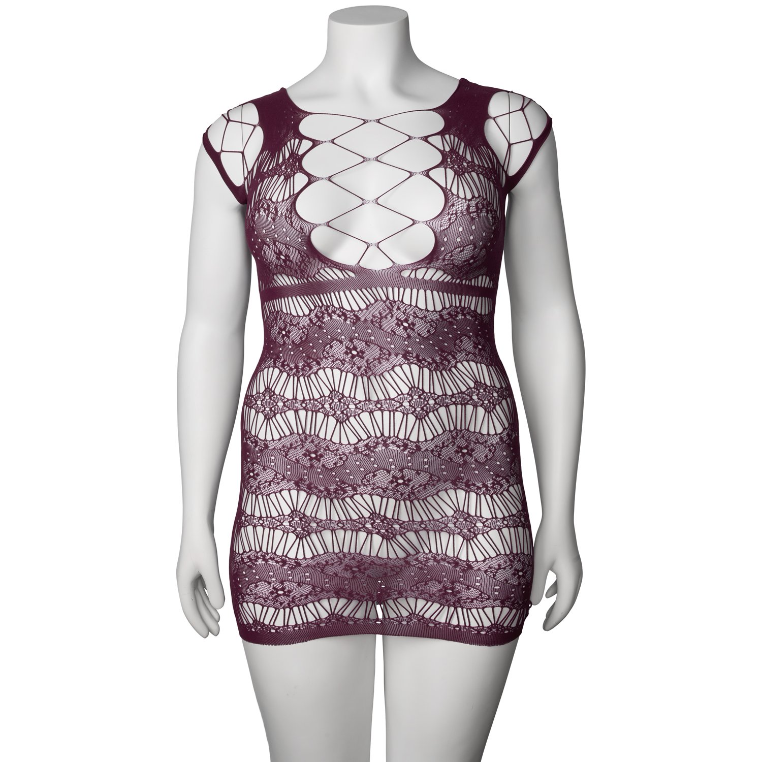 NORTIE Lilya Mini Bordeaux Kjole      - Rød - Plus size