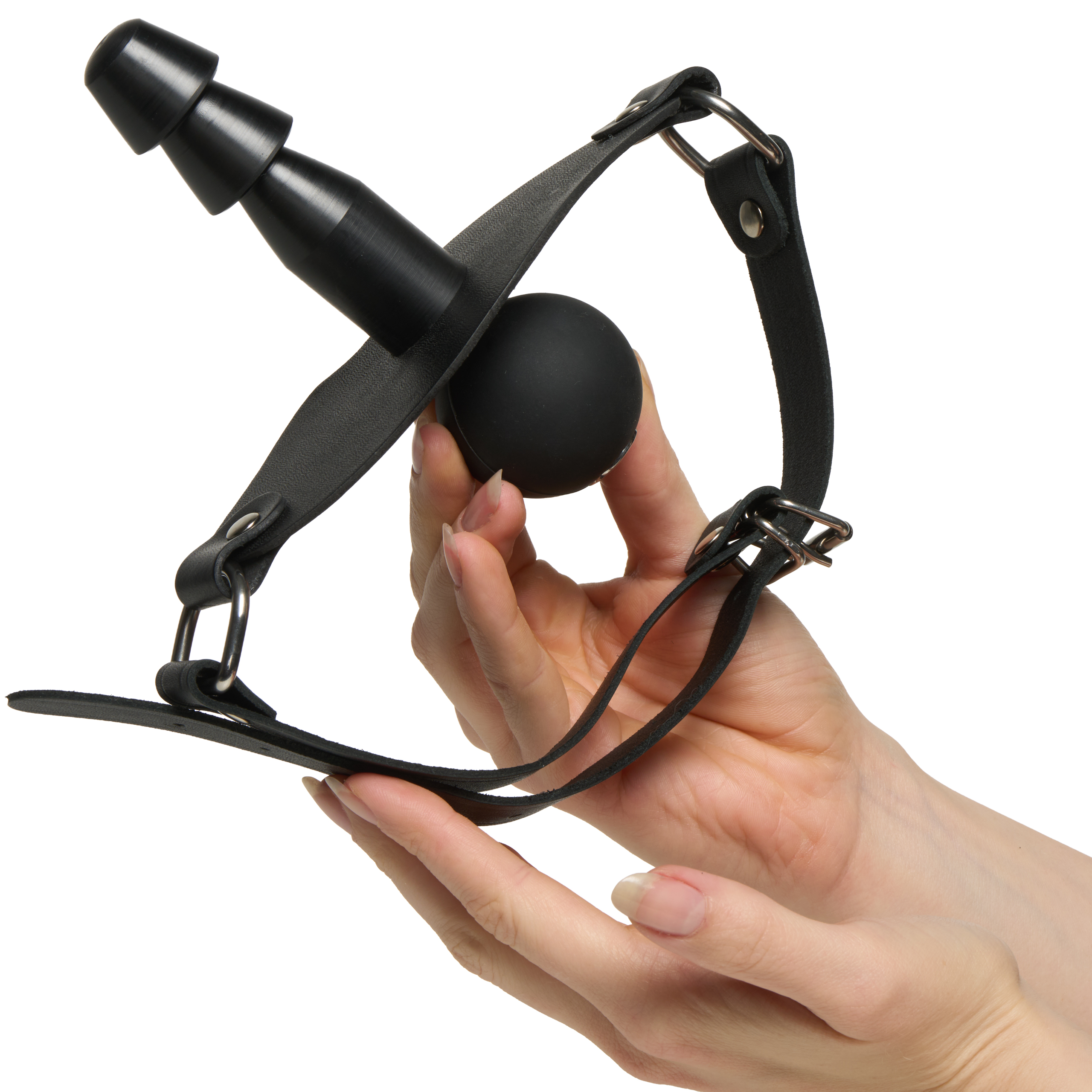 Black Label Ball Gag med Dildoadapter var 2