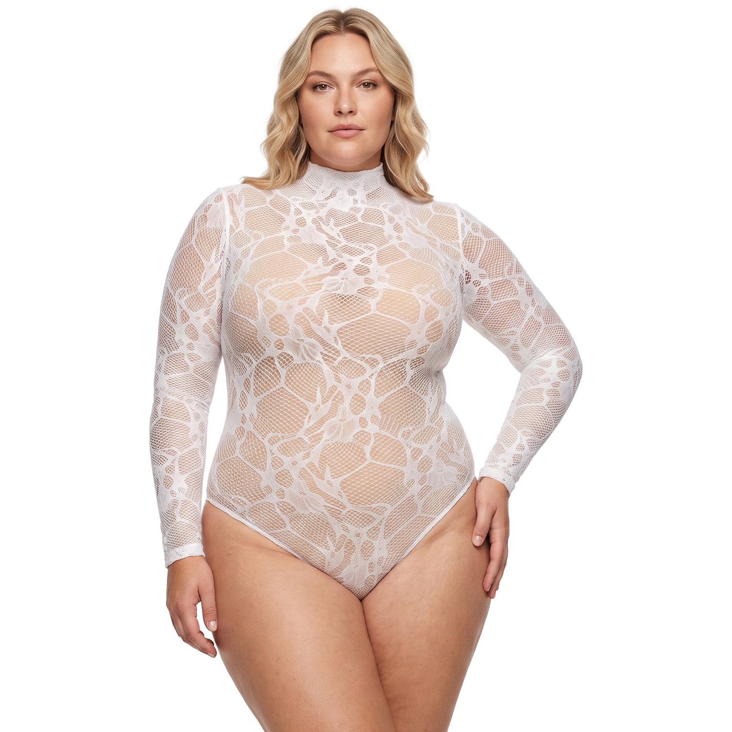 NORTIE Riga Hvid Blonde Bodystocking - Hvid - Plus size
