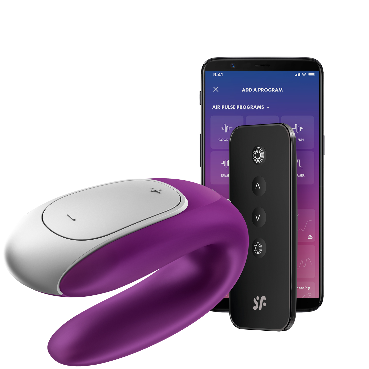 Satisfyer Double Fun App-Styret Par Vibrator - Purple thumbnail
