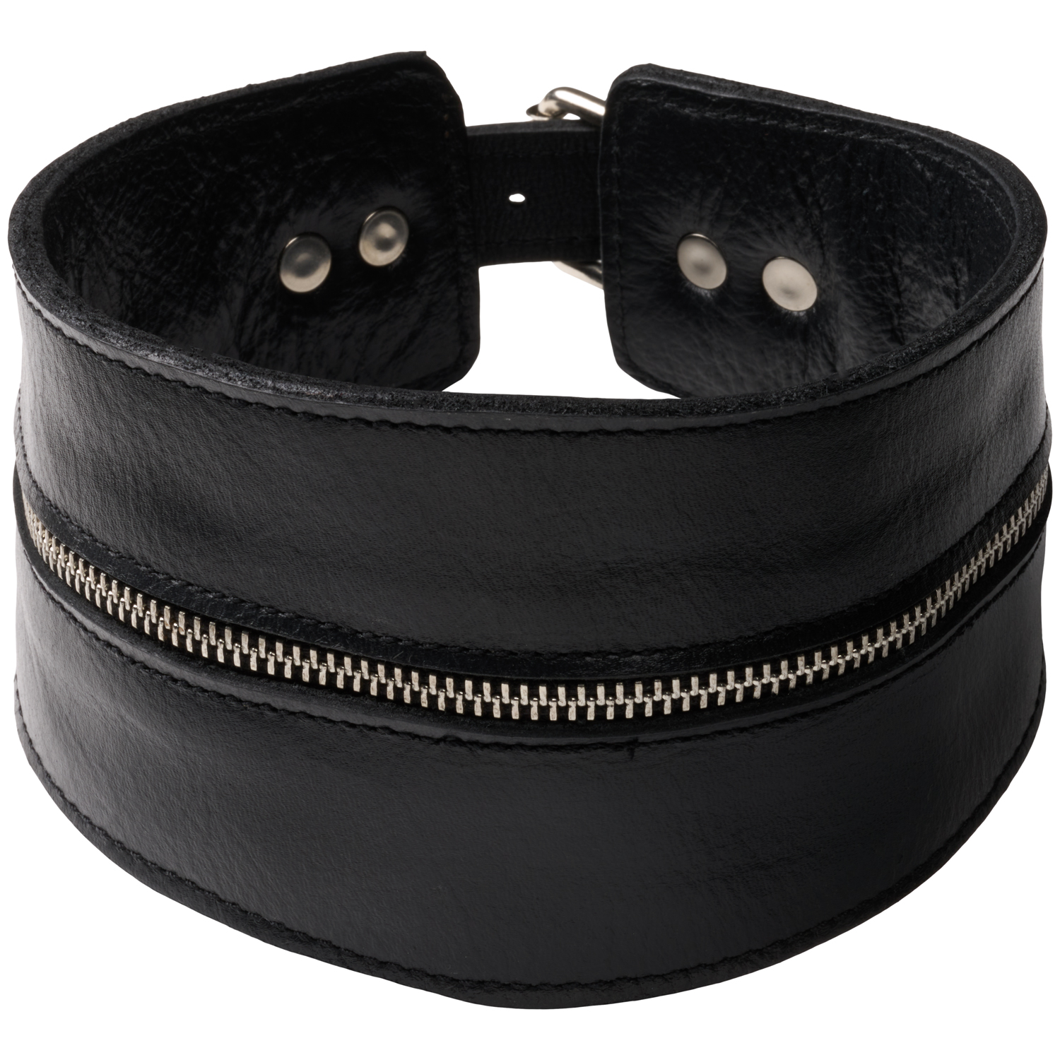 Kiotos High-Neck Lederhalsband mit Reißverschluss var 2