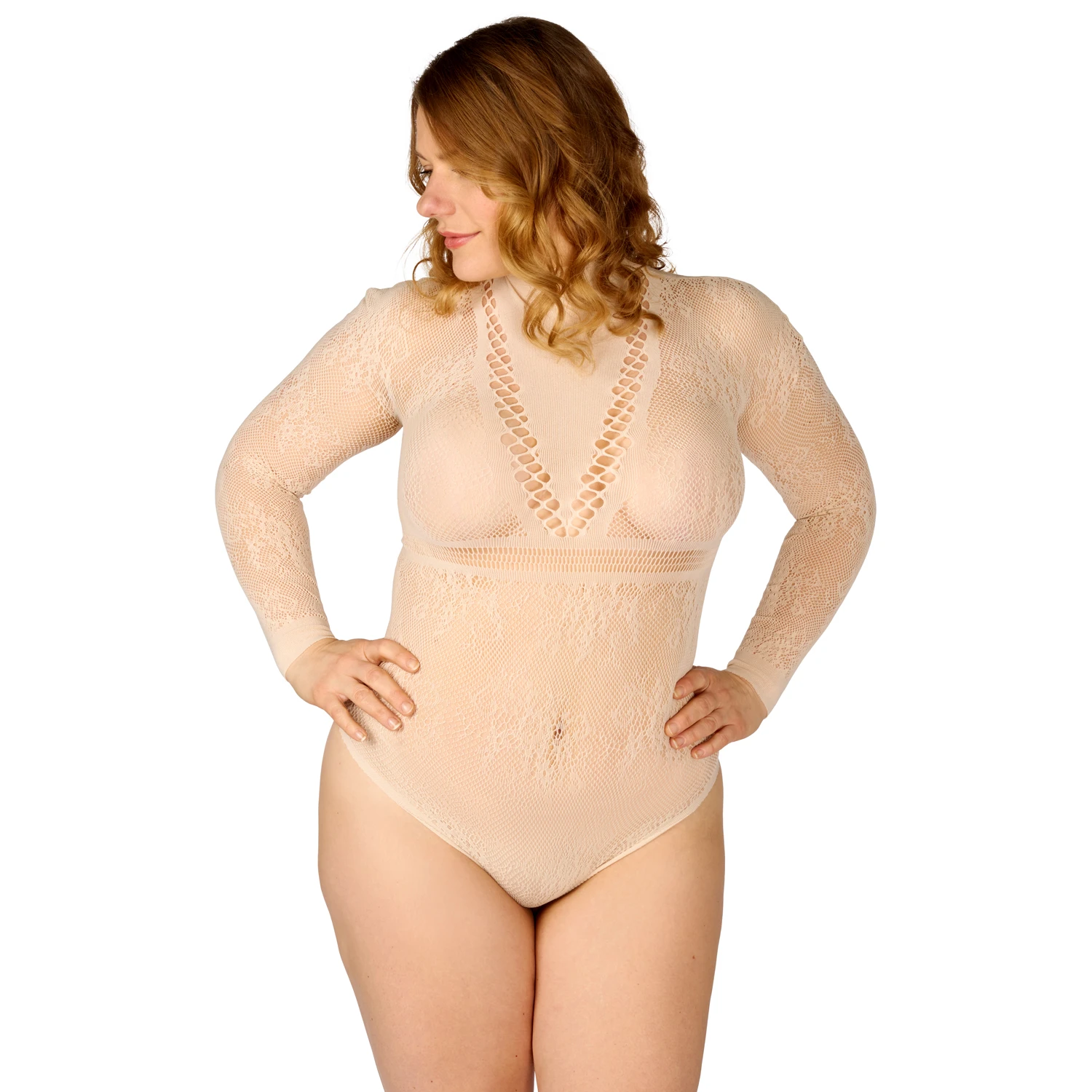 NORTIE Dawn Warm Sand Bodystocking Plus Size var 1