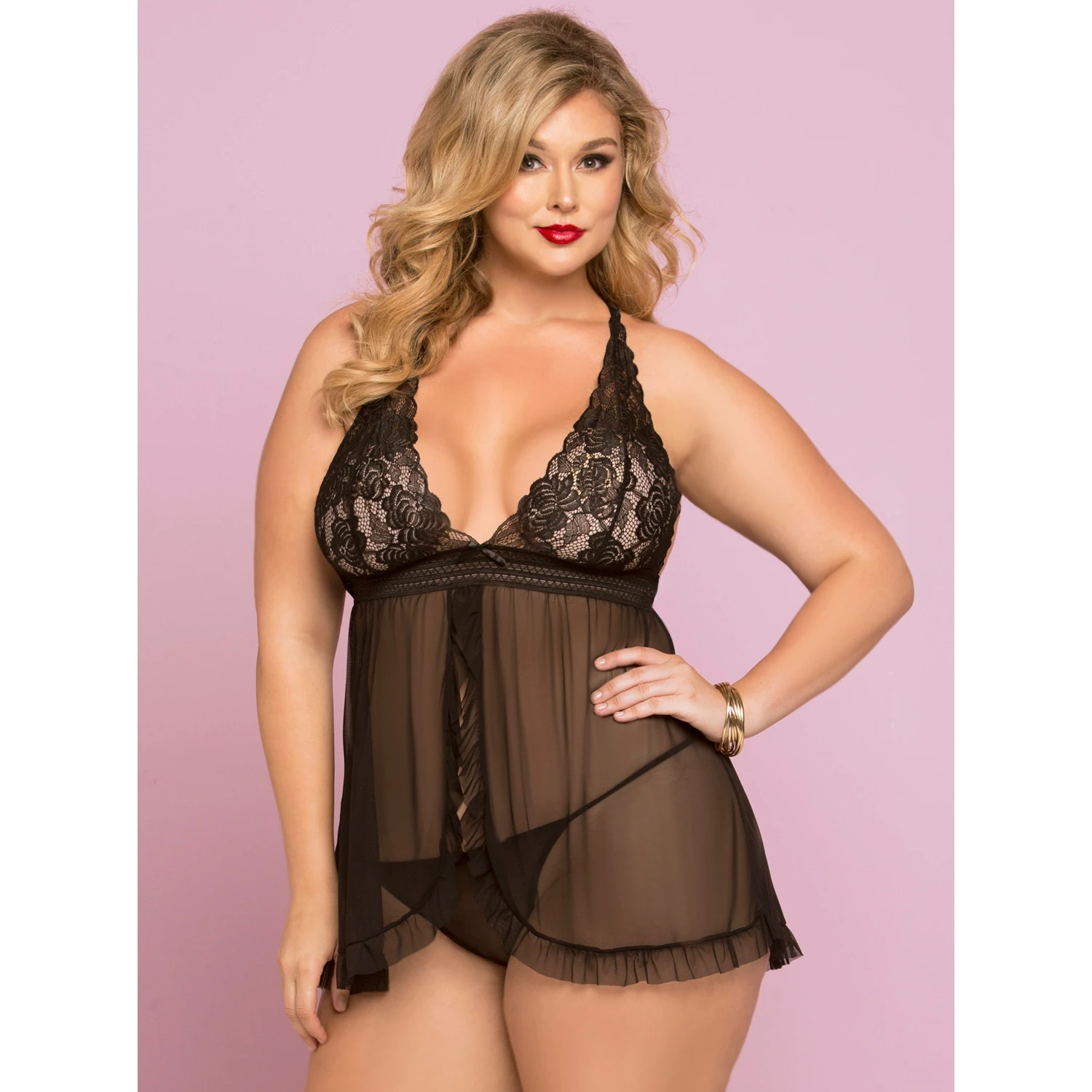 Seven til Midnight Plus Size Babydoll-setti var 1