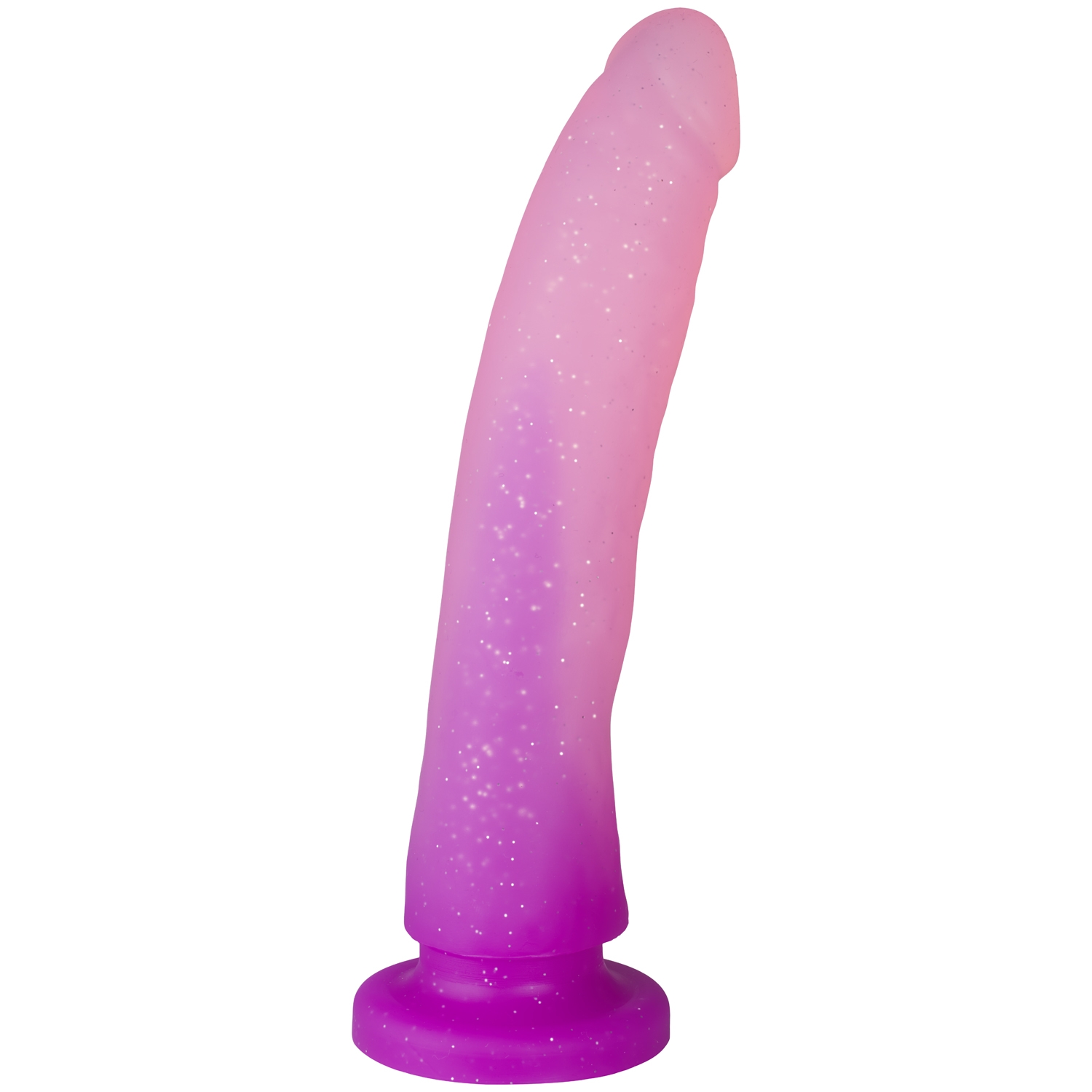 baseks Tofarvet Glitter Medium Dildo 20 cm - Purple