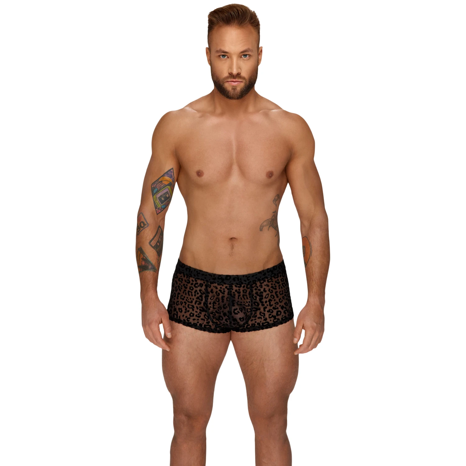 Noir Handmade Leopardikuvioiset Mesh-shortsit var 1