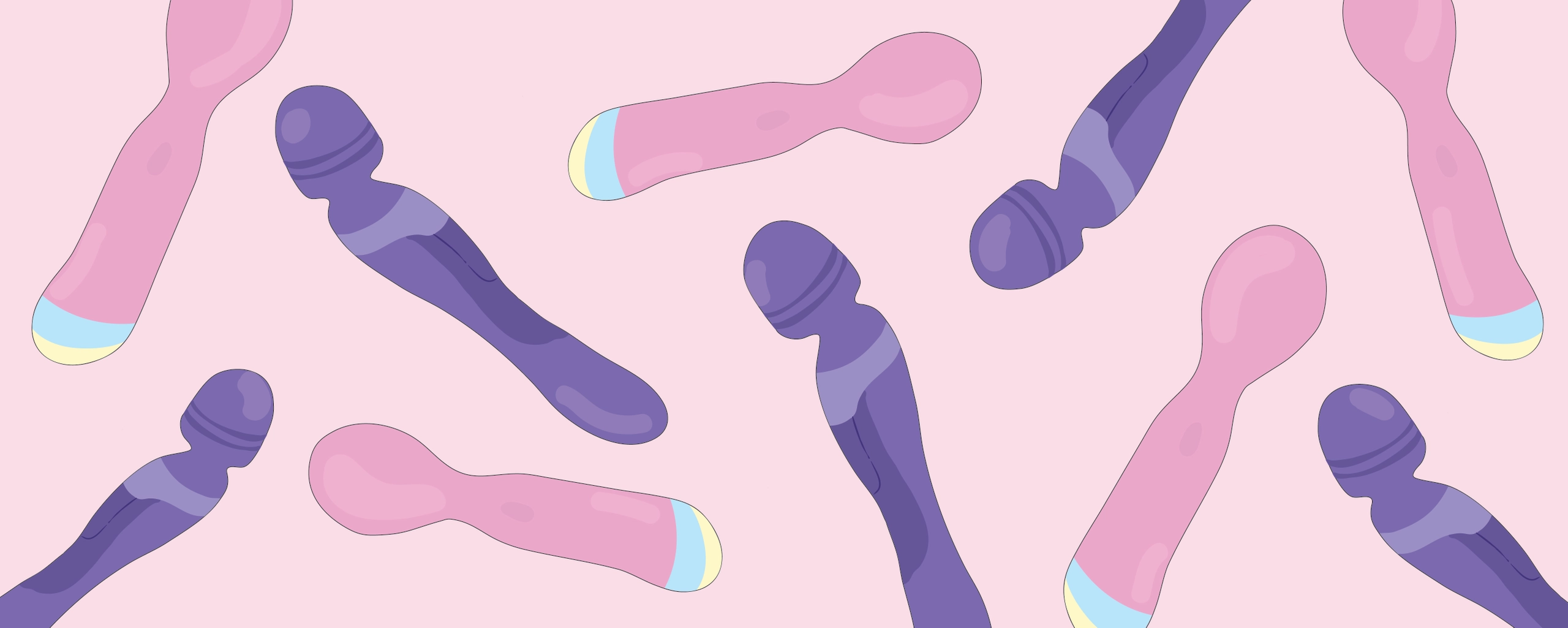 Illustration of pink and purple wands on a dusty pink background.