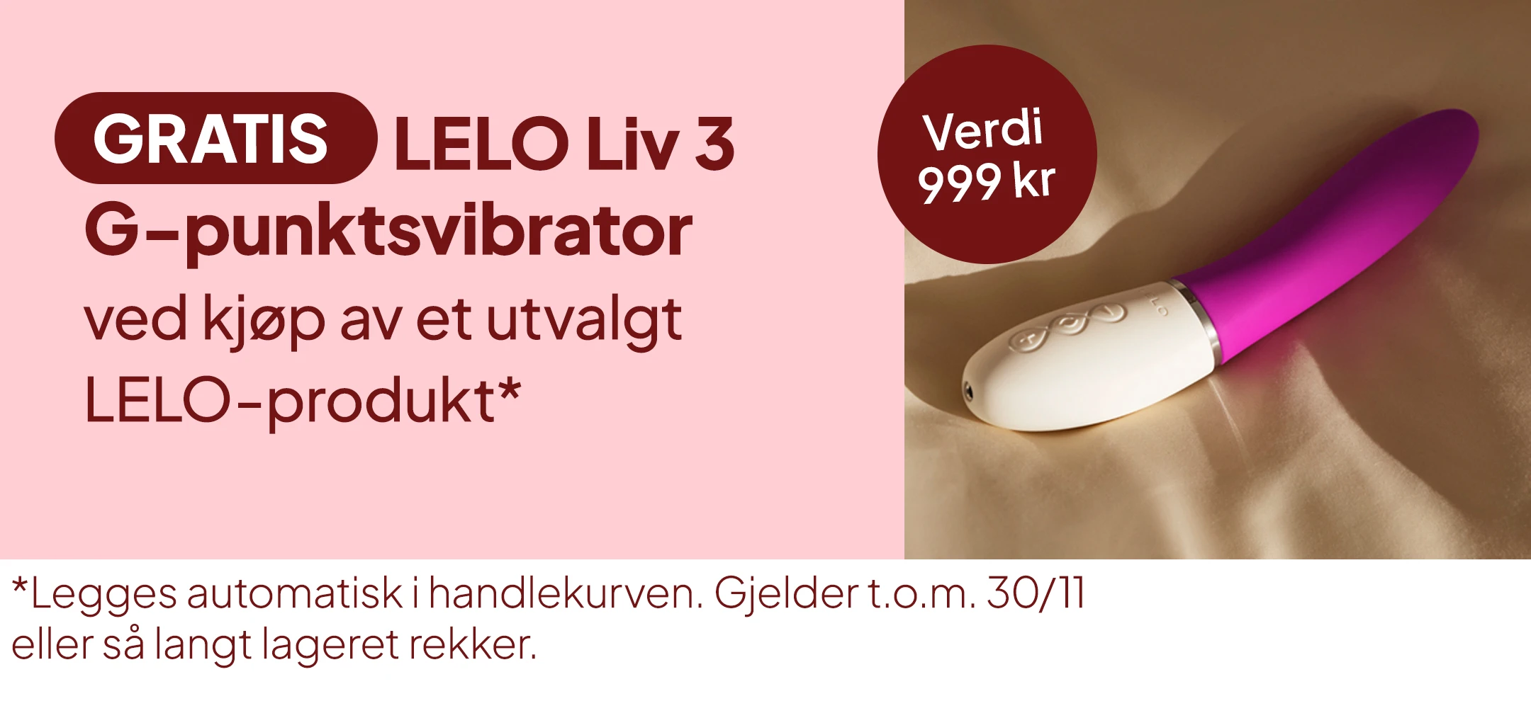 Gratis LELO Liv 3 G-punktsvibrator ved kjøp av et utvalgt LELO-produkt