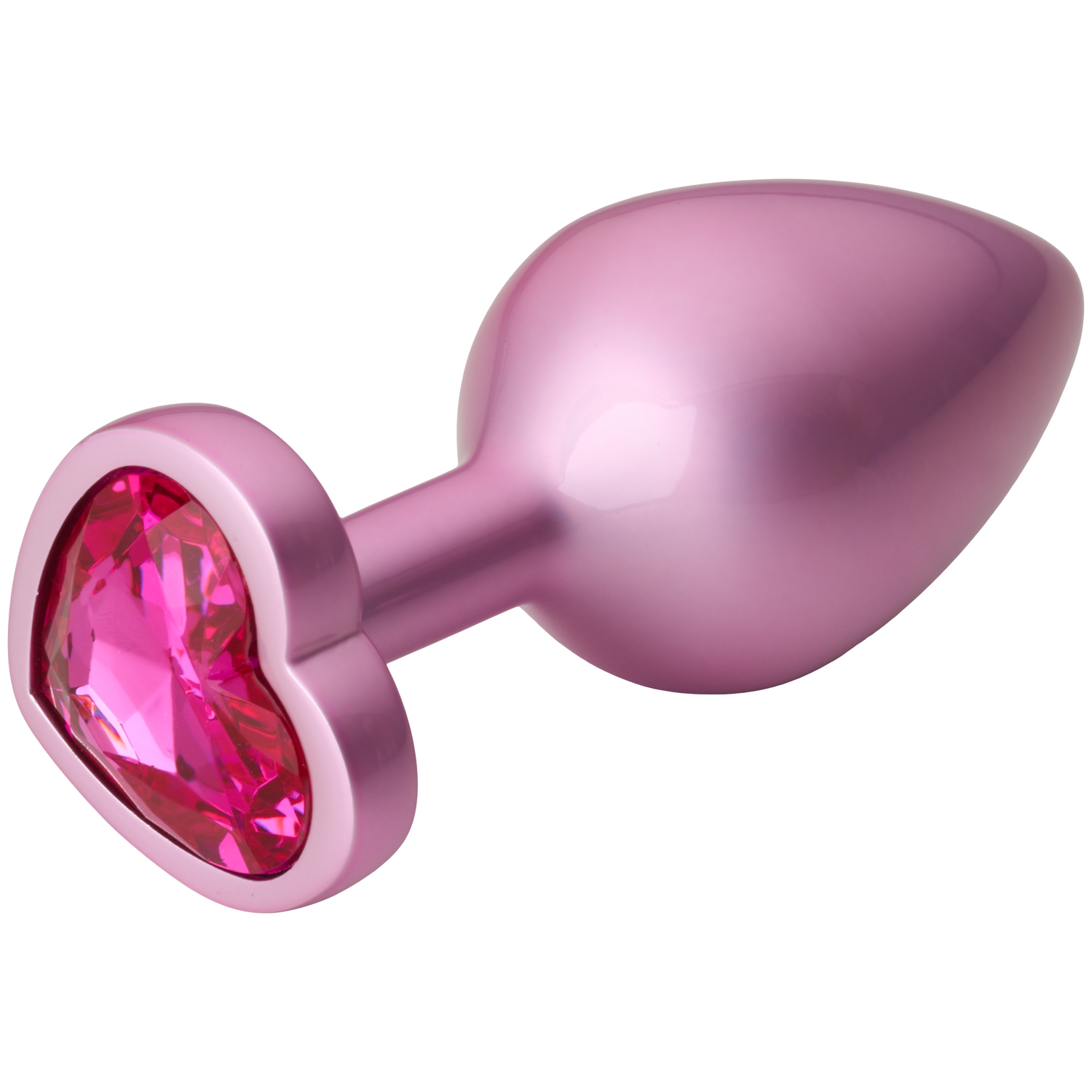 Baseks Plug Anal Medium en Métal Scintillant Rose en Forme de Cœur 8,2 cm var 1