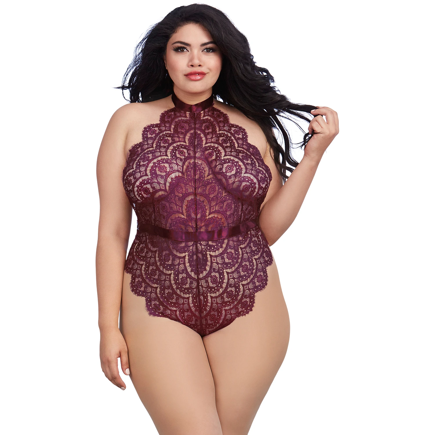 Dreamgirl Plus Size Violetti Pitsinen Teddy var 1