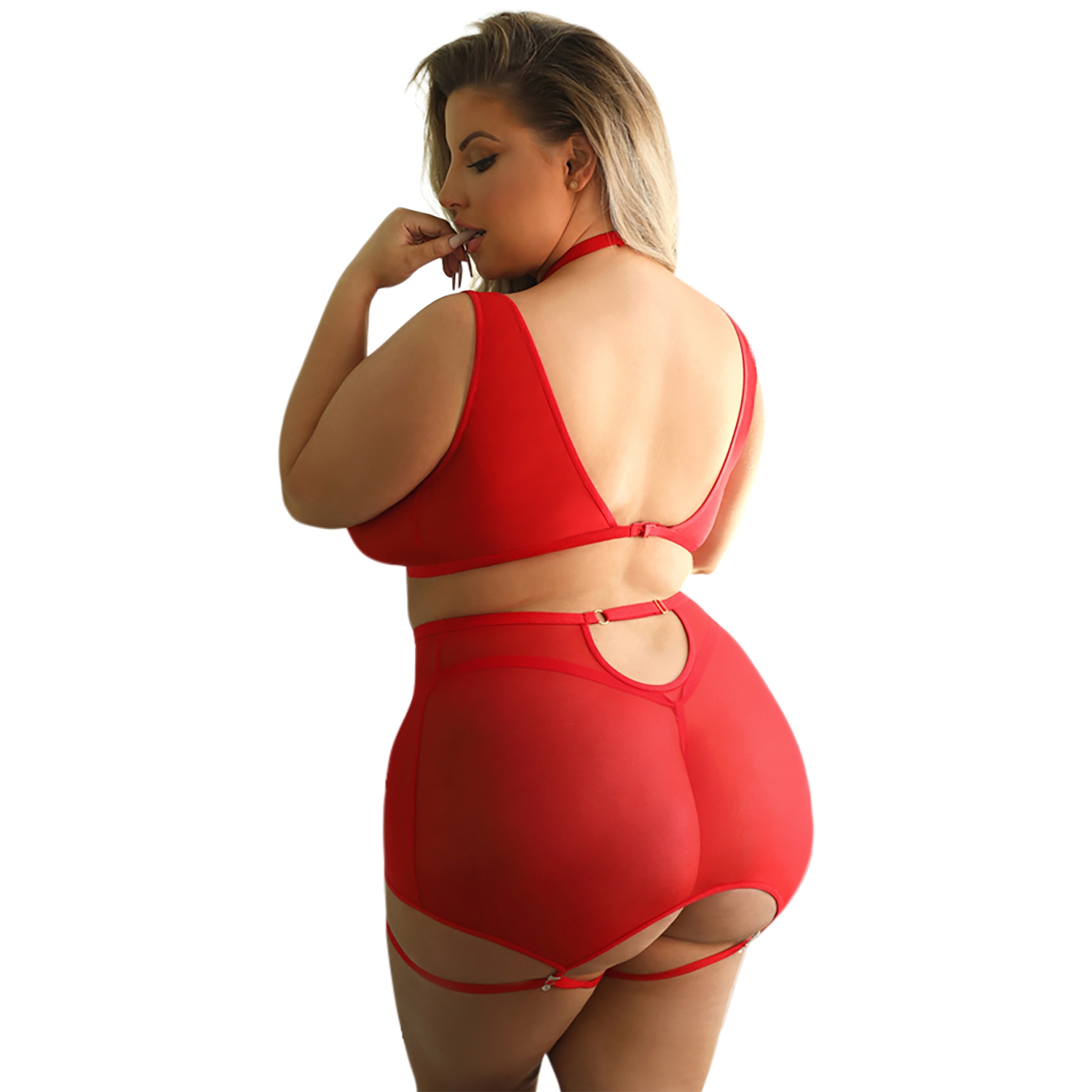 Fantasy Lingerie Tease VAUGHN Bralette, Jarretelrokje & G-string Plus Size 1