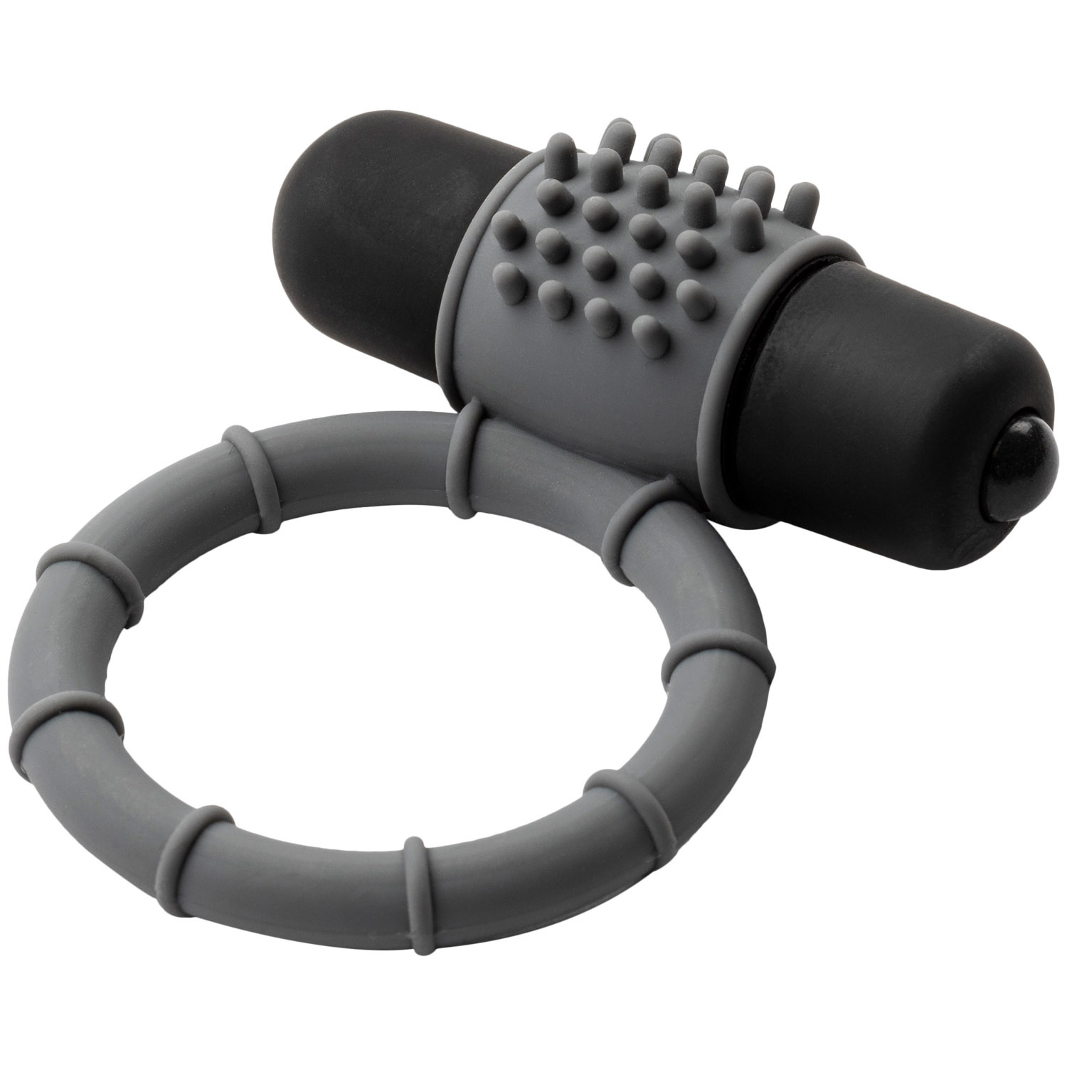 baseks Silikone Penisring med Vibrator - Grå thumbnail