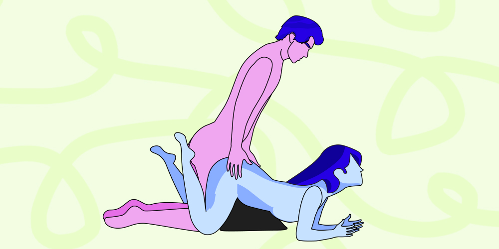 Illustration der Sexstellung mit einem Kissen
