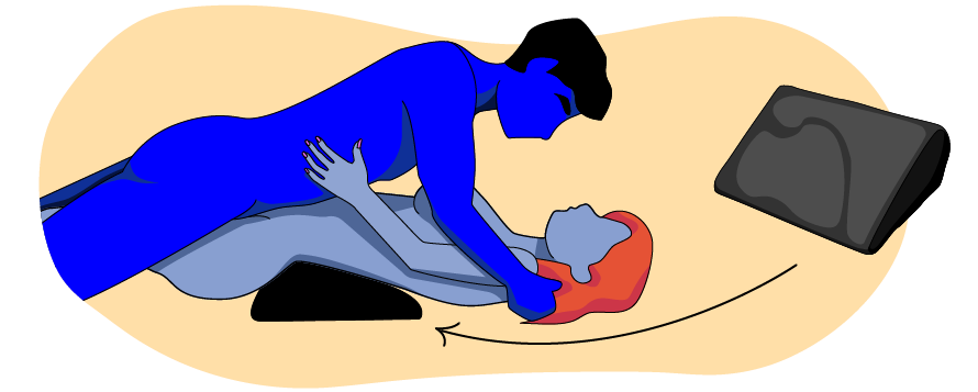 Illustration av missionärsställningen med en sexkudde