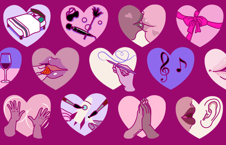 Illustration av olika hjärtan med bilder i sig